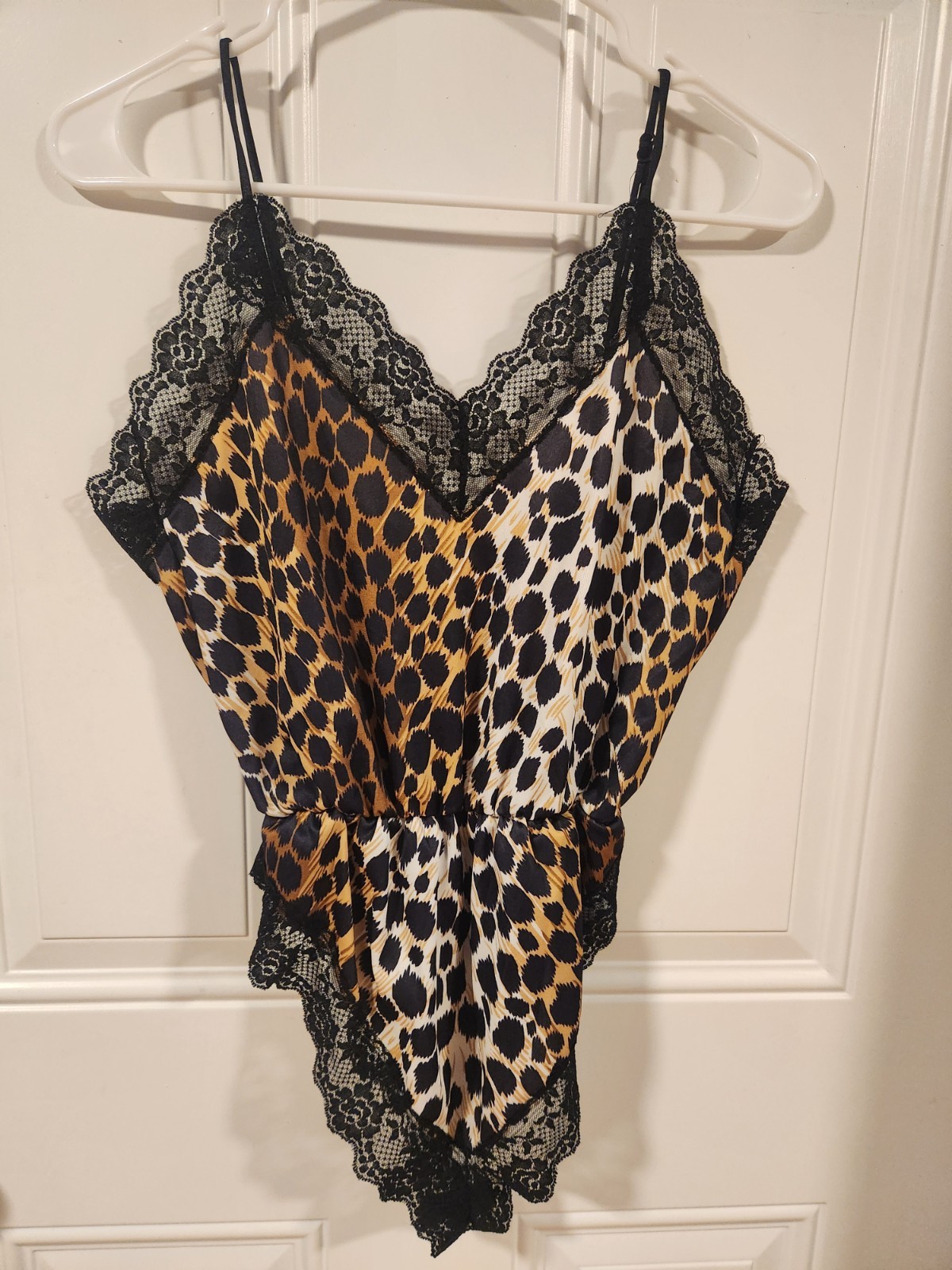 Vtg Lady Cameo Dallas Leopard Print Teddy Lingerie Piece Size Small with lace