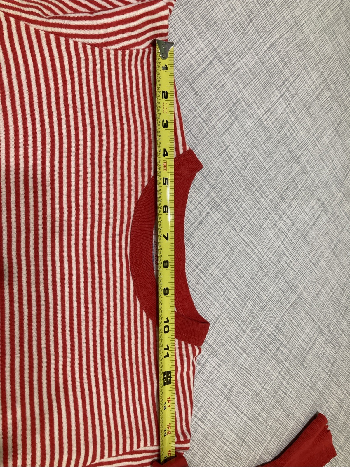 Vtg 60s Duofold Striped Base Layer Thermal Top Red Crewneck Wool Blend Womens XS