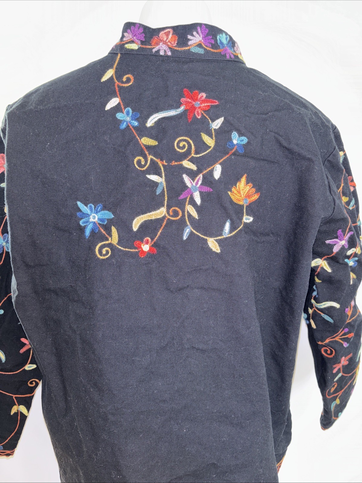 Vintage BFA Classics Embroidered Boho Jacket Floral India Cotton