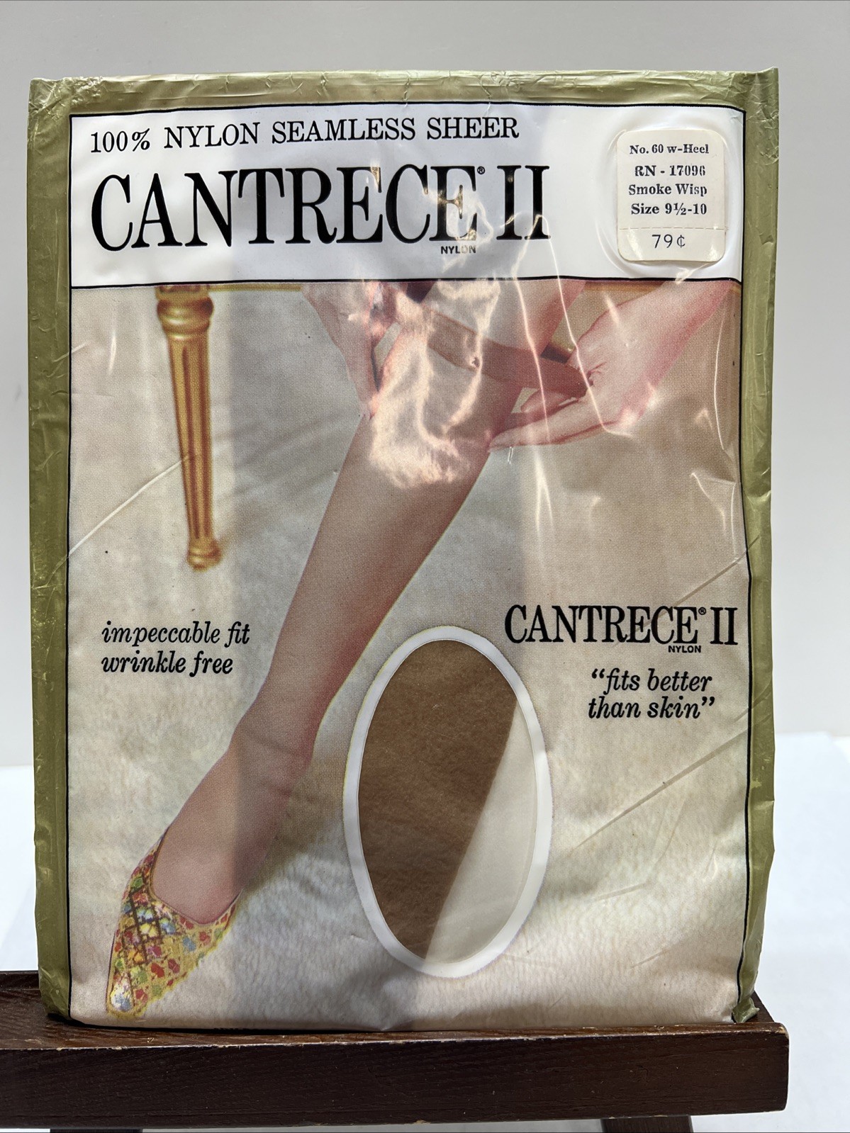 100% Nylon Seamless Sheer Cantrece II Stockings Size 9 1/2-10 Smoke Wisp VTG NIP