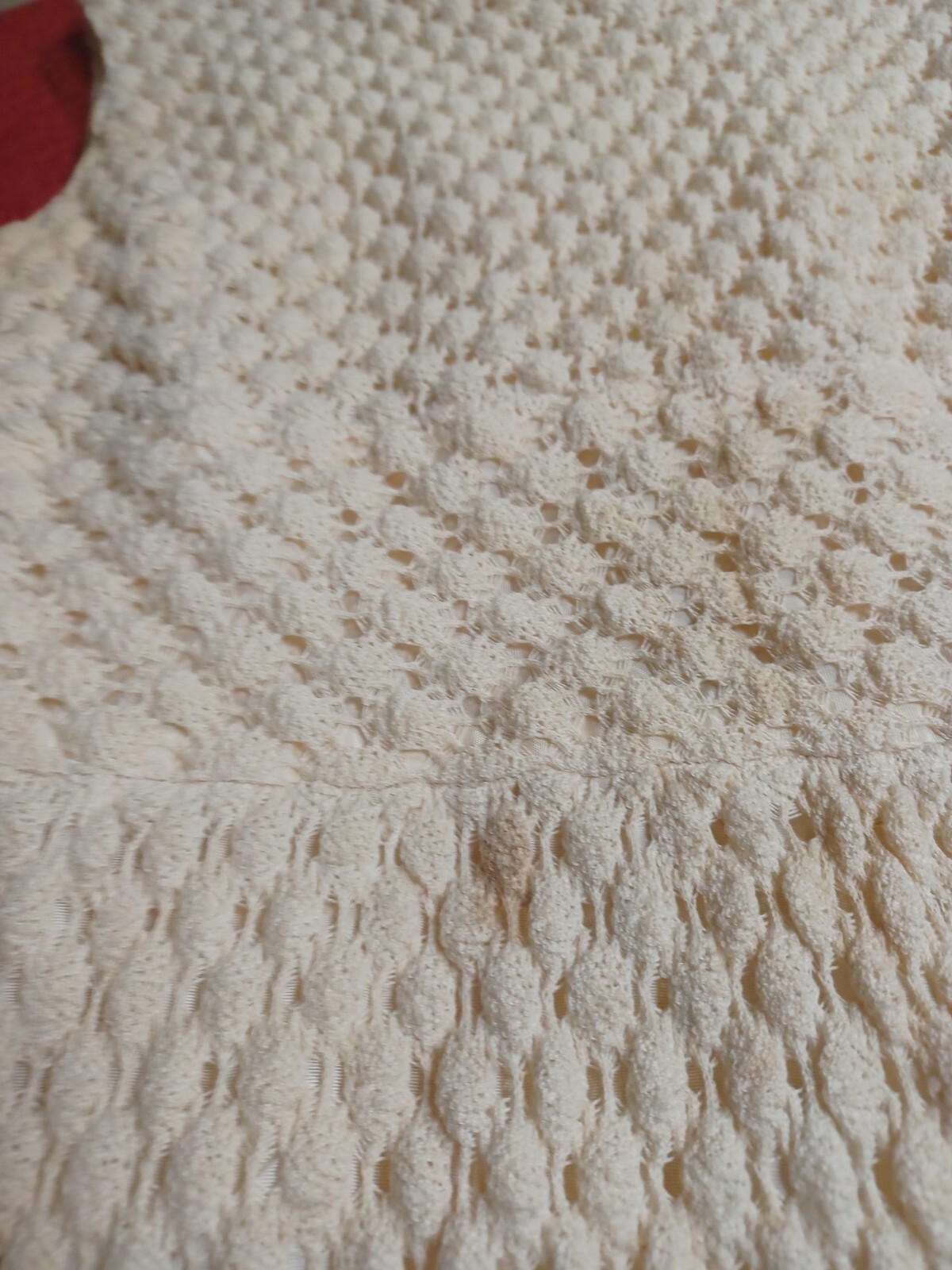 VTG Mid-century 1960s / 1970s Mod Crochet Sleeveless Mini Dress Groovy Ivory S