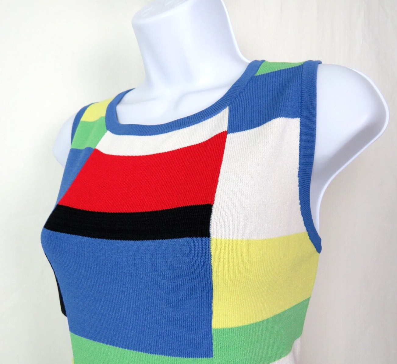 VTG 1990s 2000s BELLDINI SMALL KNIT CAMI TANK TOP COLOR BLOCK RED BLUE BLACK