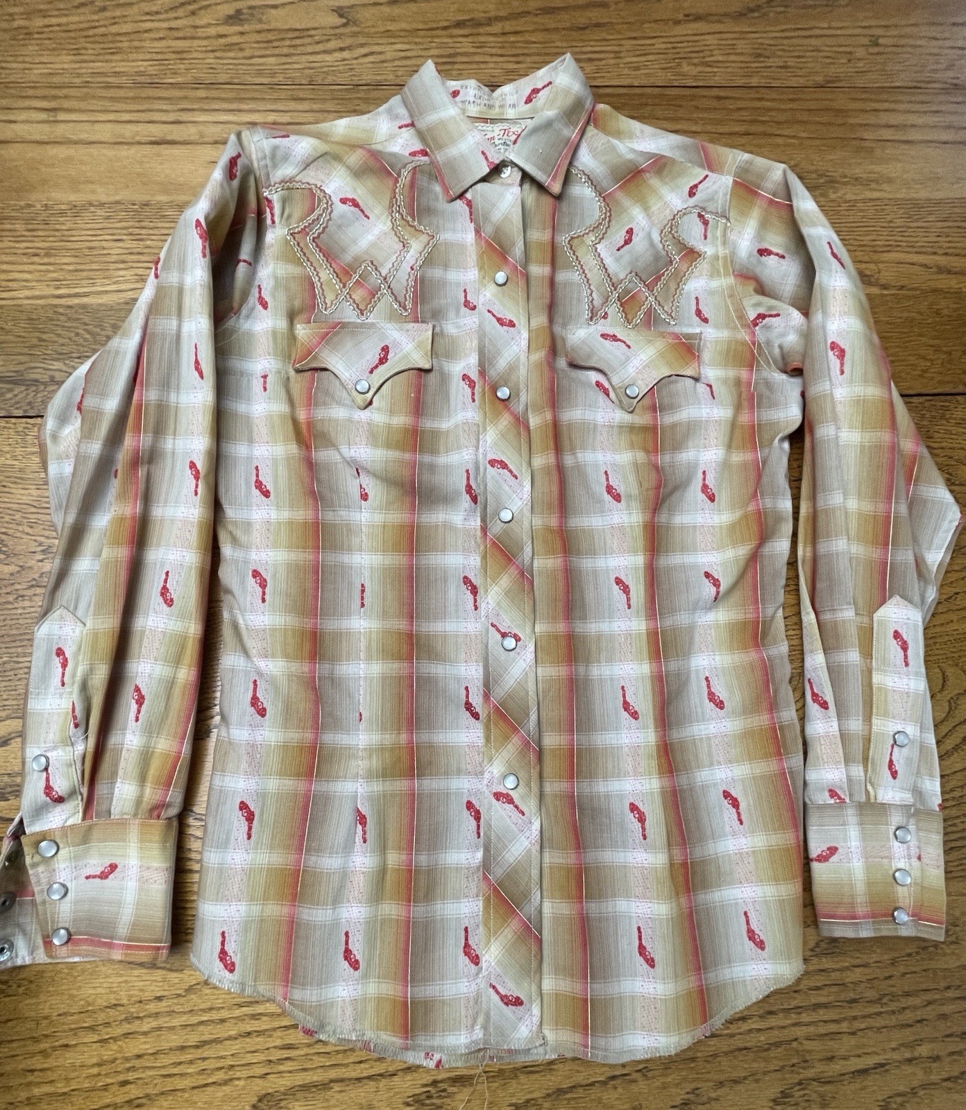 Vintage TEM TEX Western Pearl Snap Plaid Shirt Women Ladies 1960’s 70’s