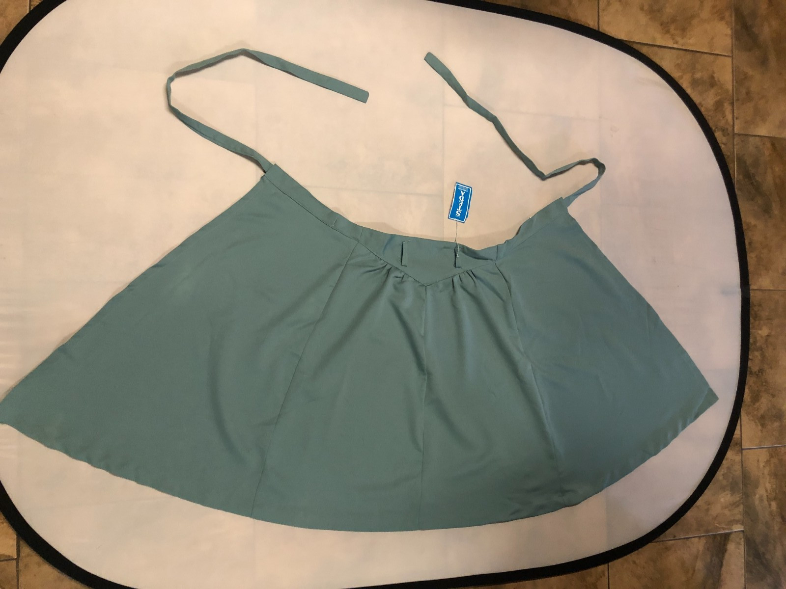 Vintage 70s Steda Apron Wrap Skirt Size S Green Double Knit Polyester NOS
