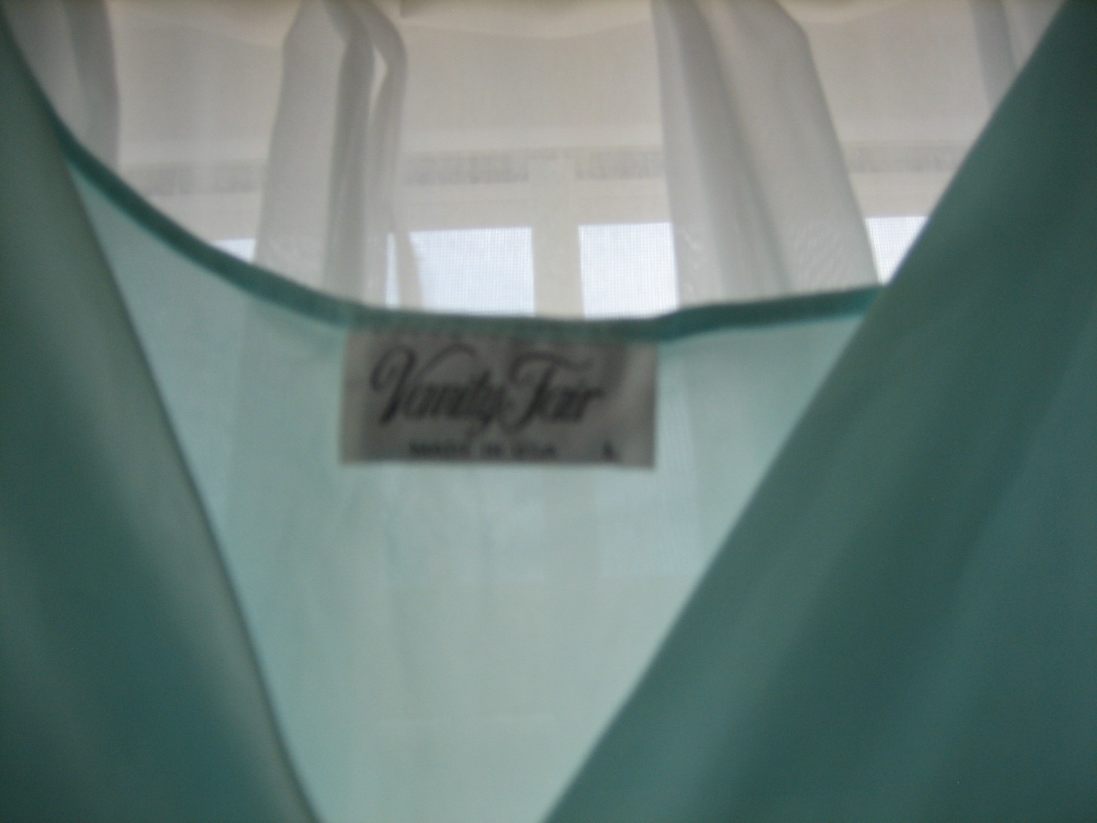 Vtg Vanity Fair Aqua Nylon Nightgown Slip Dress Sleeveless Size L Made in USA