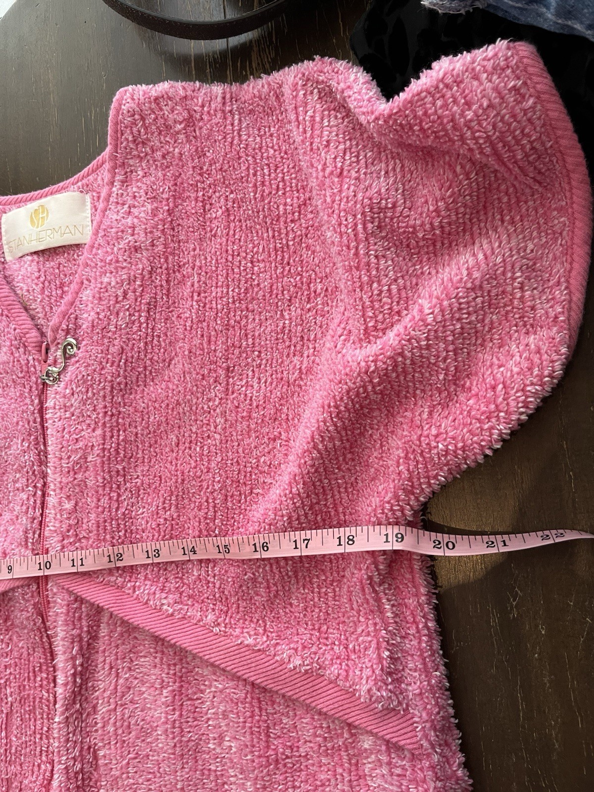 Vintage Stan Herman Terry Chenille Robe Womens Pink House Coat Pockets Medium