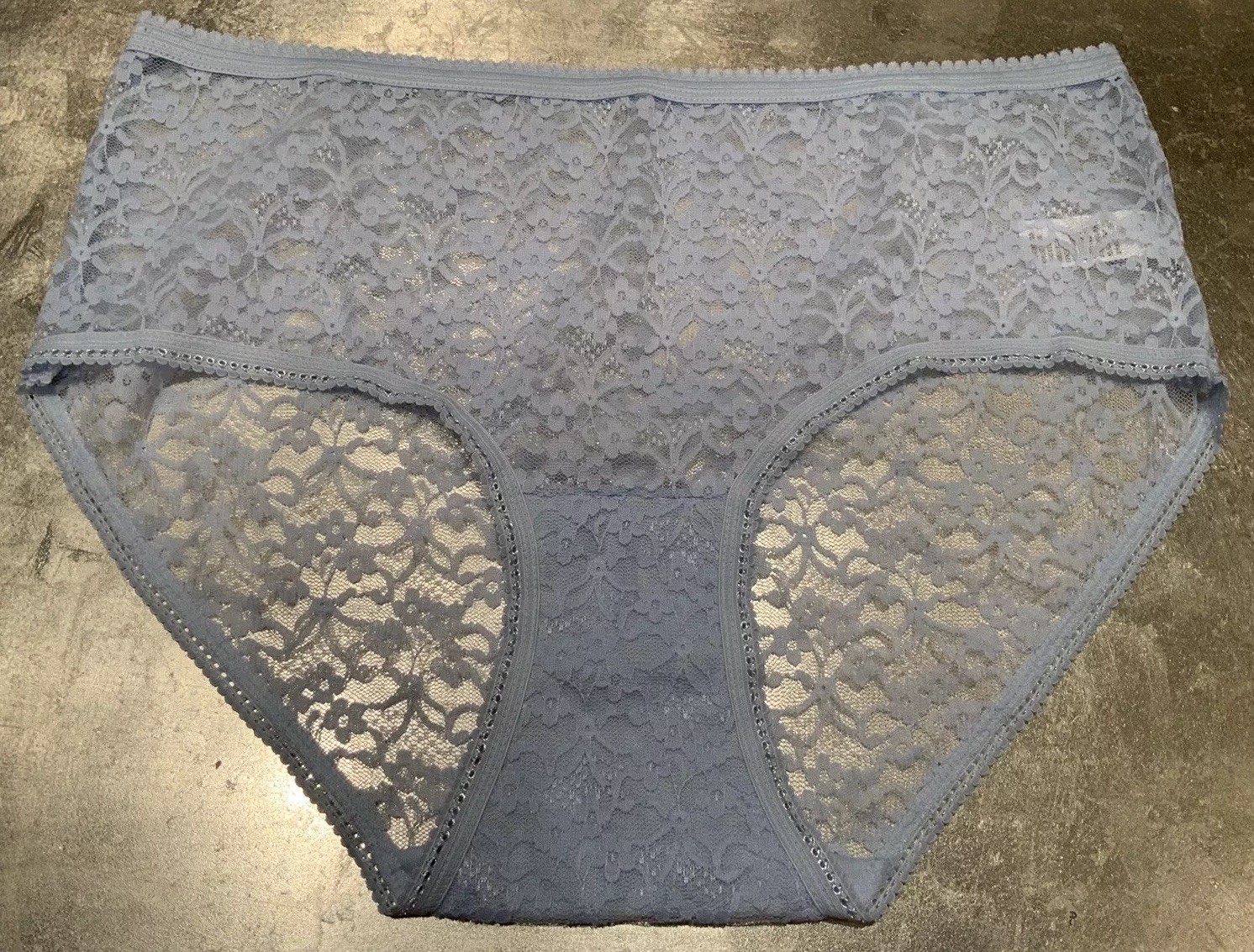 Vtg L/7 Periwinkle Blue Sheer Lace Coquette Hiphugger Bikini Panties