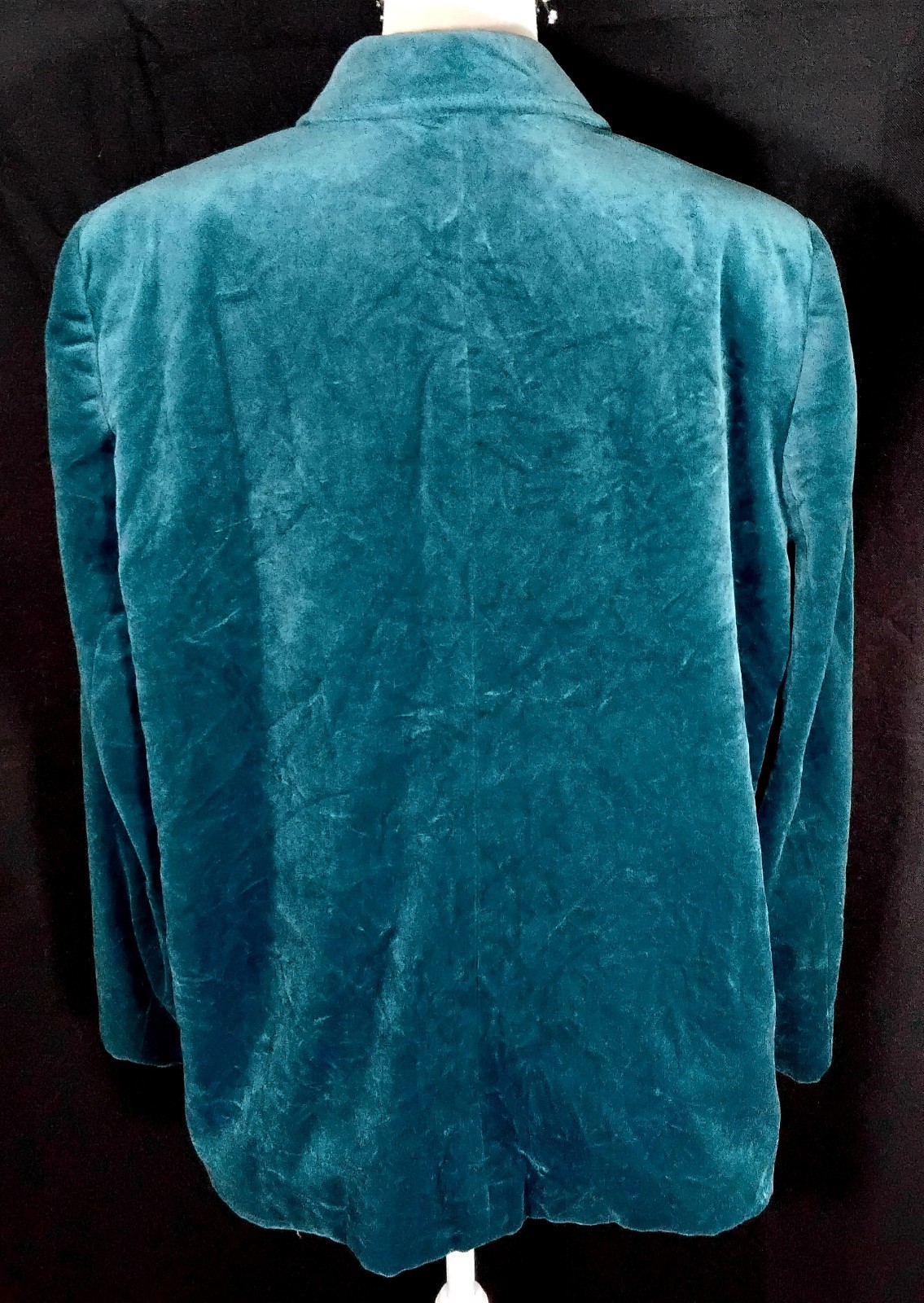 Vtg Koret Women’s Velvet Blazer BLUE 80s 90s Jacket Sz 44 RAYON COTTON USA UNION