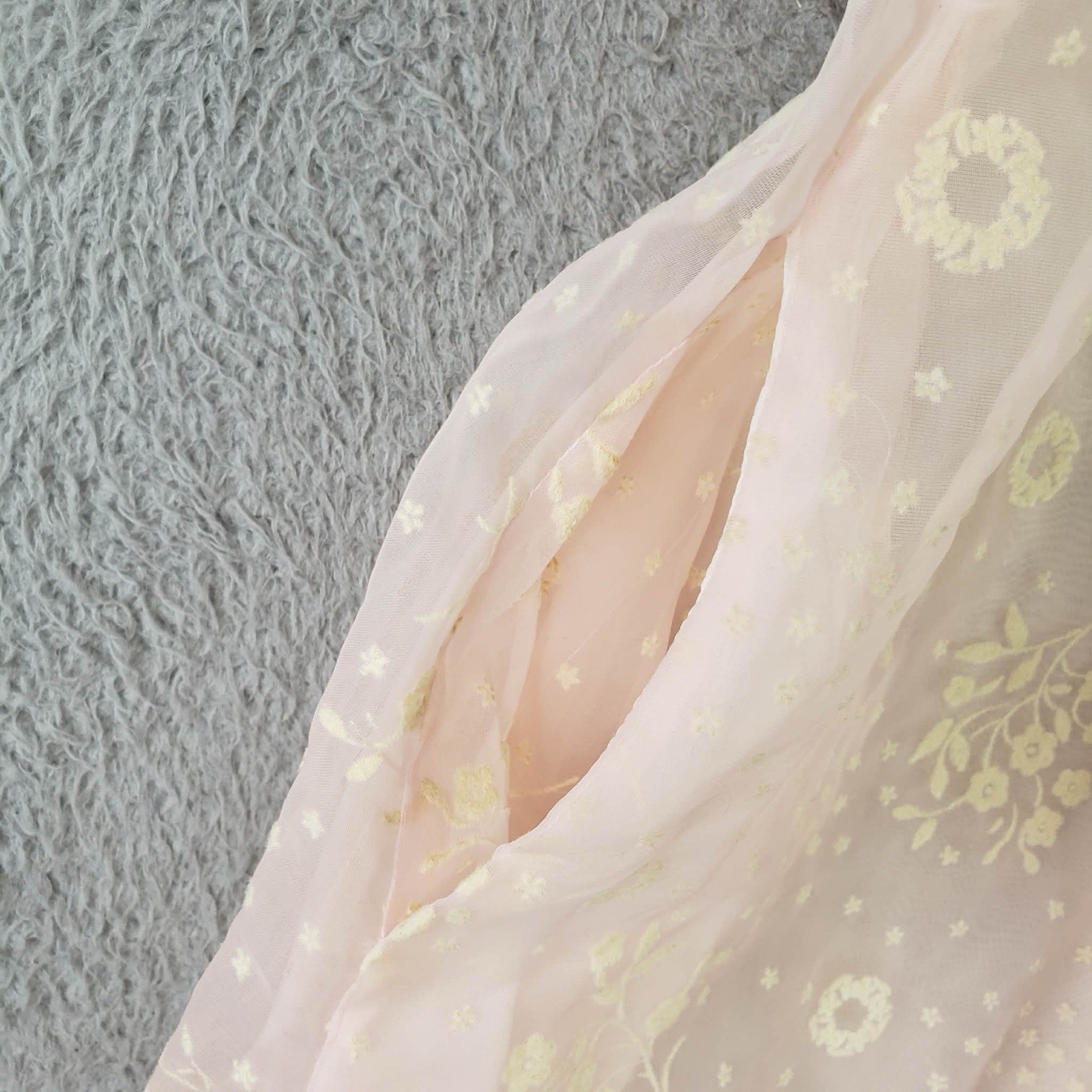 VTG JCPenney Elegant Sheer Chiffon Peignoir Robe Lingerie Nightgown Large 14
