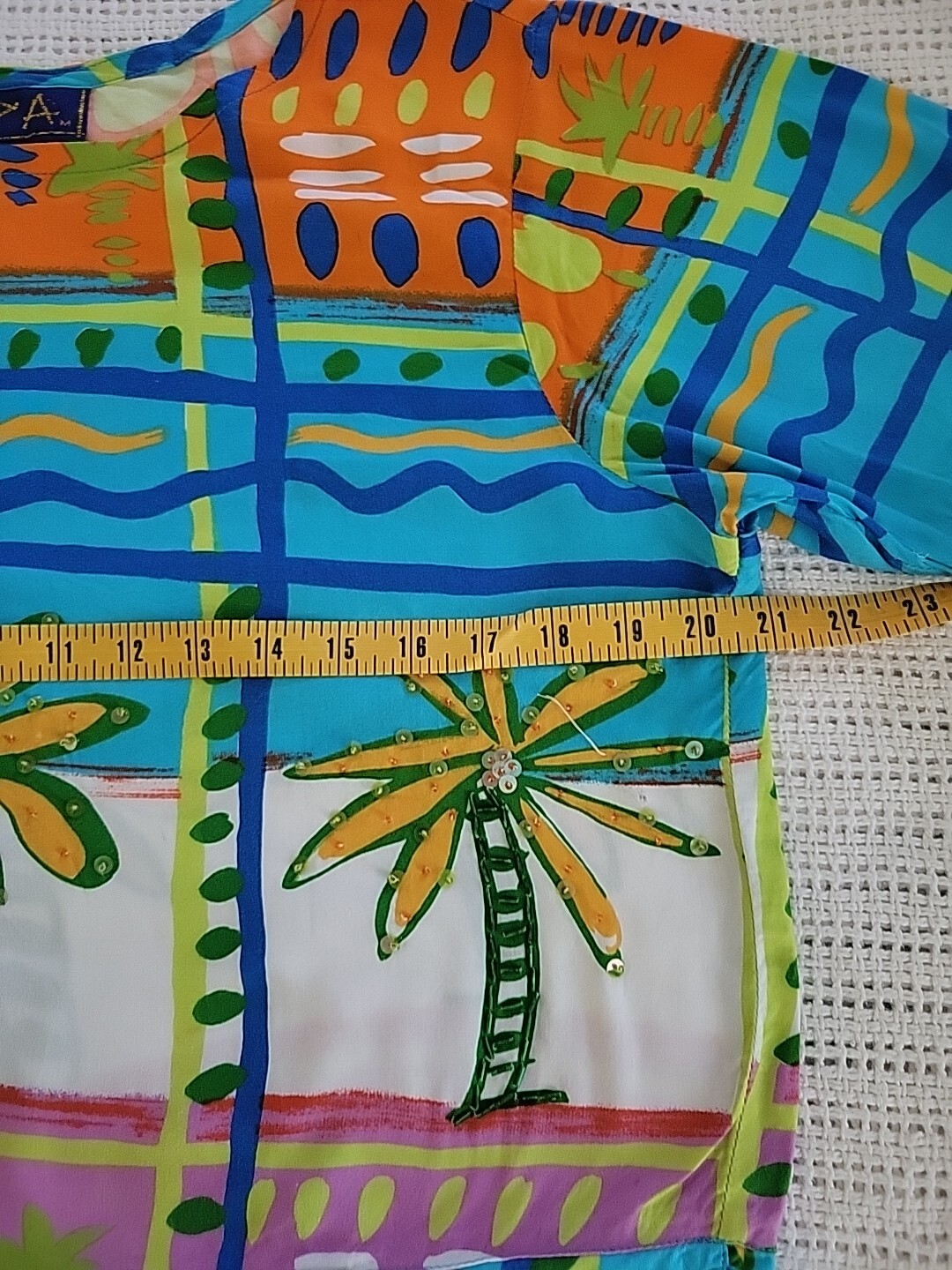 Vintage SPA Crop Top Sz Med-Lg-Hawaiian Beaded-Embellished Fringed-Art to Wear