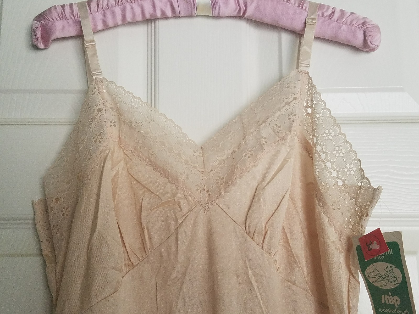 DuPont Nylon Size 36 Beige Full Adjustable Slip USA Union Made ILGWU Vintage 70s