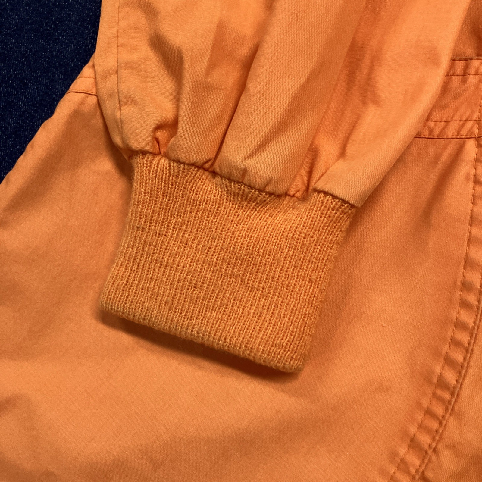 Vtg Distressed 70s 80s Foxland Polycotton Long Rain Windbreaker Jacket Orange L
