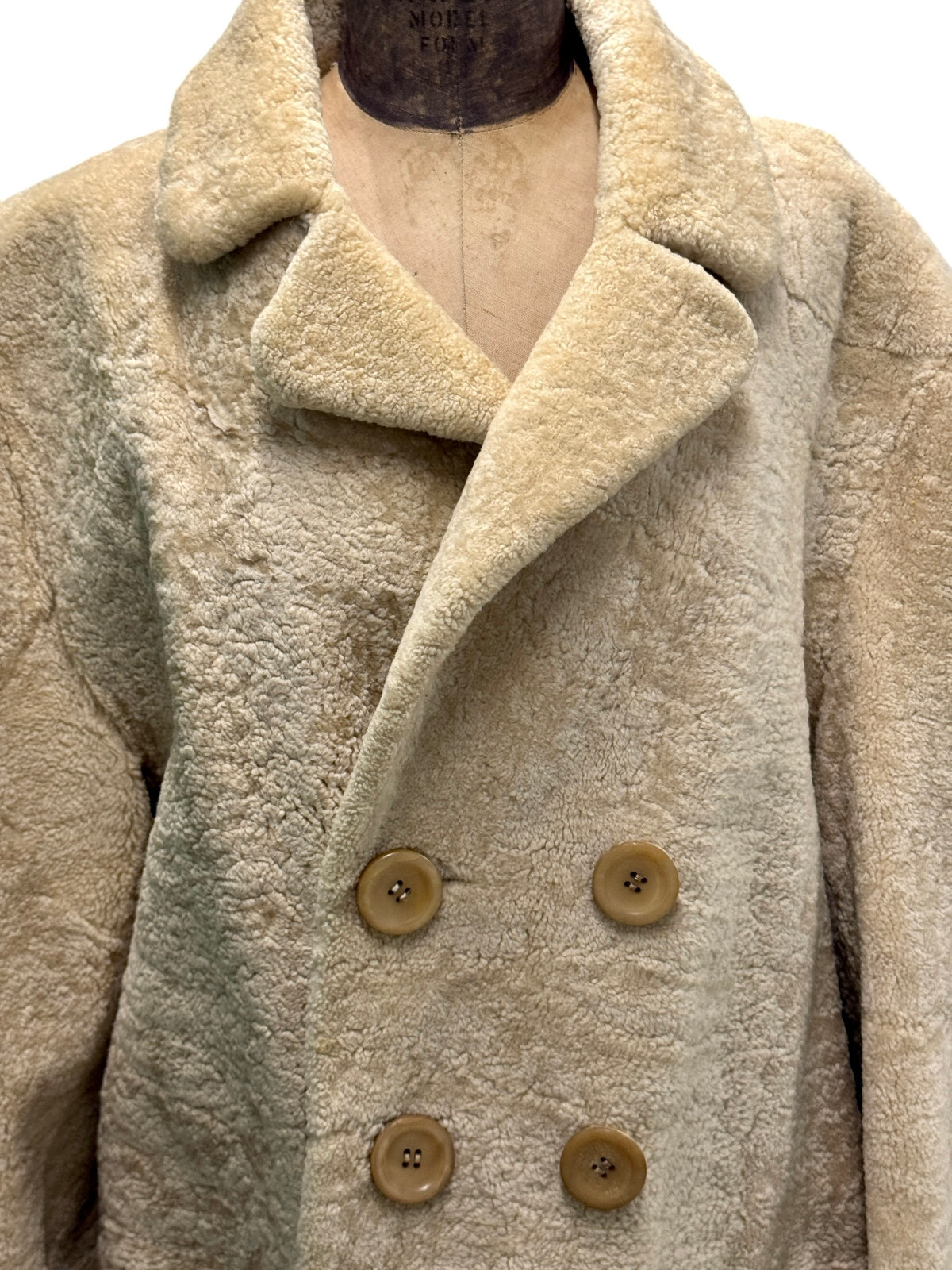 1960s Heavy Cream Wool Double Breasted Coat By Carlin&rsquo;s Fine Furs New York Large