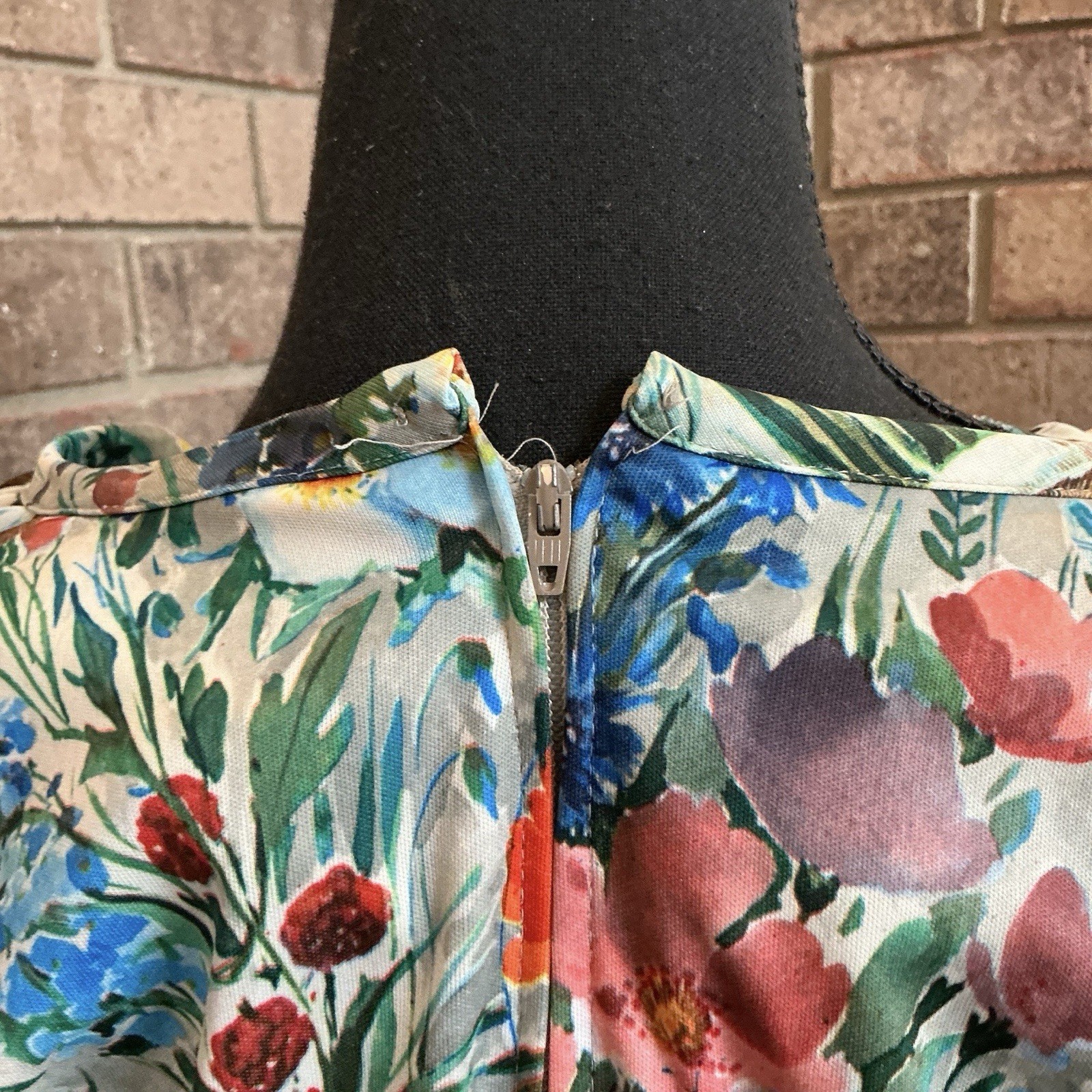70s VTG Floral 2pc Set Blouse Skirt Size 14 Mushroom Butterfly Cottagecore #1D6