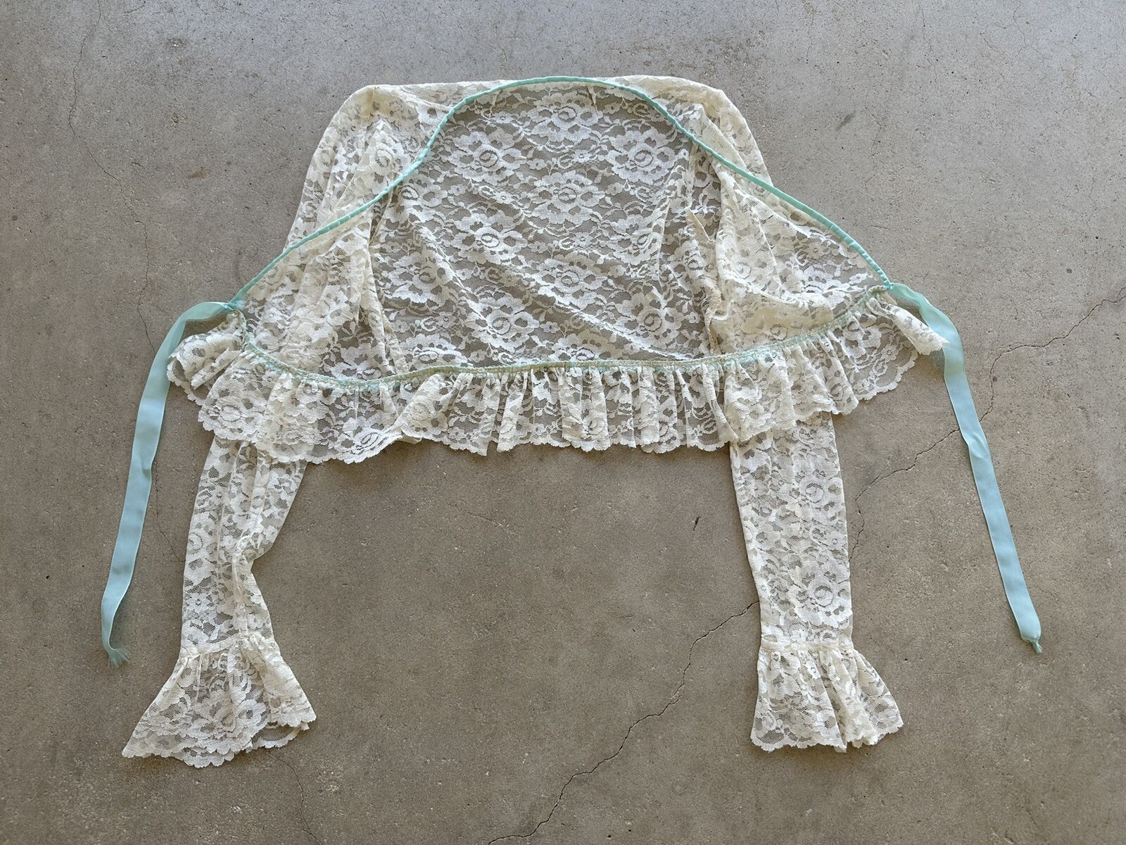 1970s Miss Elaine 2 Pc Lace Bed Jacket Negligee Nightgown Boho Hostess Gown VTG