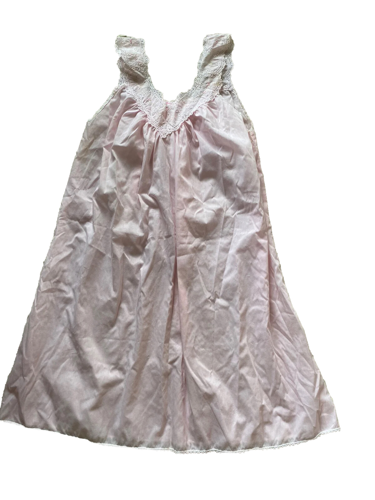 Vintage Lady Lynne Slip Dress Pink Embroidered Nightgown Night Gown Medium Large