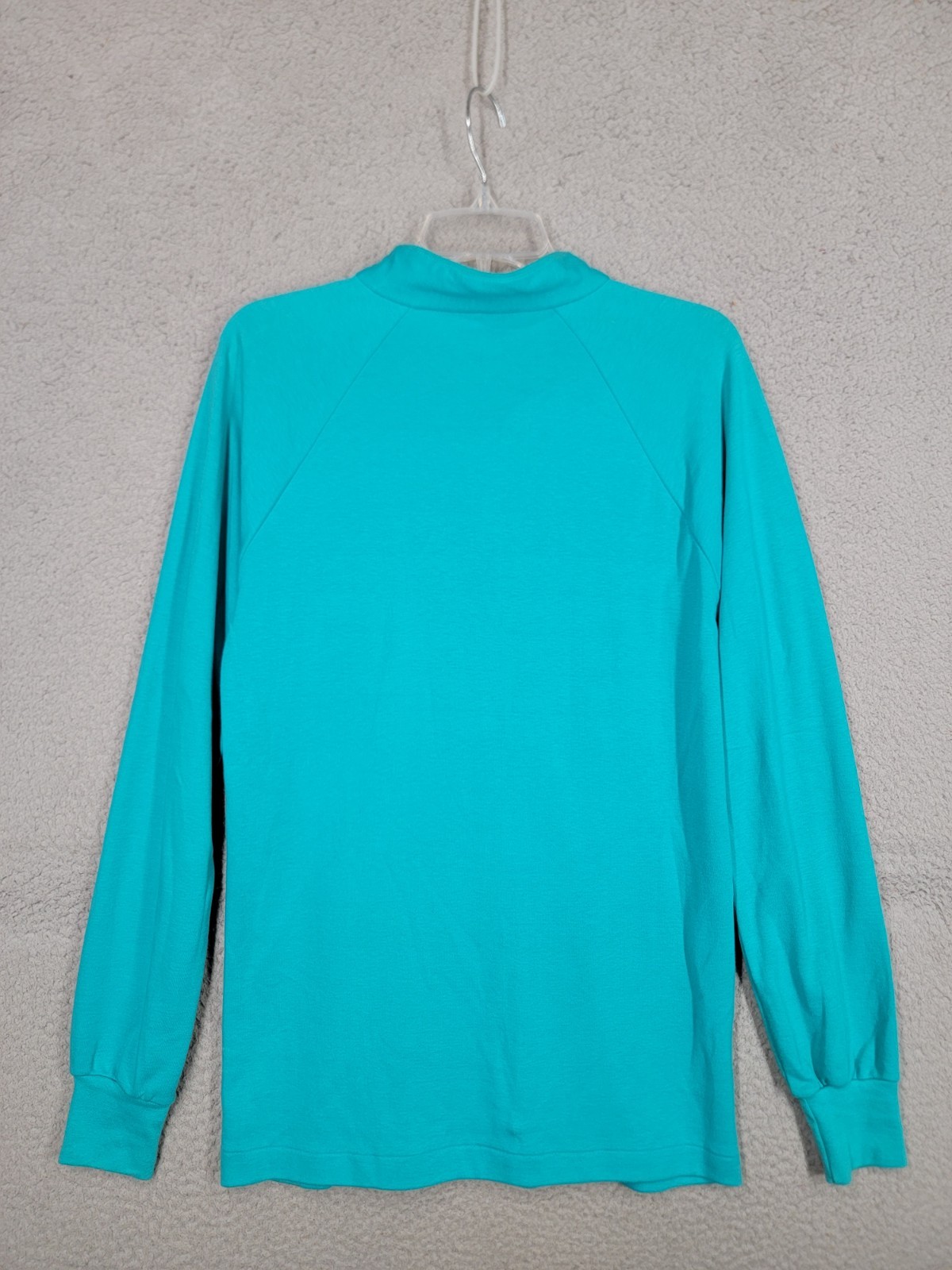 Vintage 80s Womens Pullover Sweatshirt Large Turquoise And Pink Skyr Top Stripe
