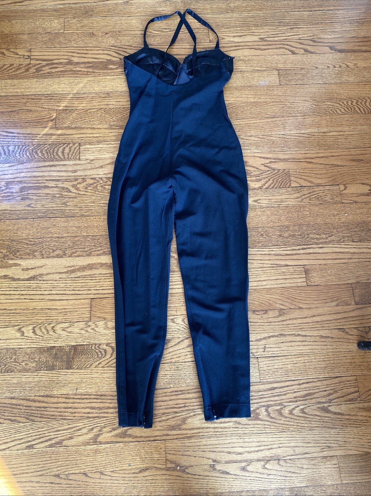 Vintage 1990s Black Byblos Beaded Catsuit Jumpsuit Bodysuit AS IS