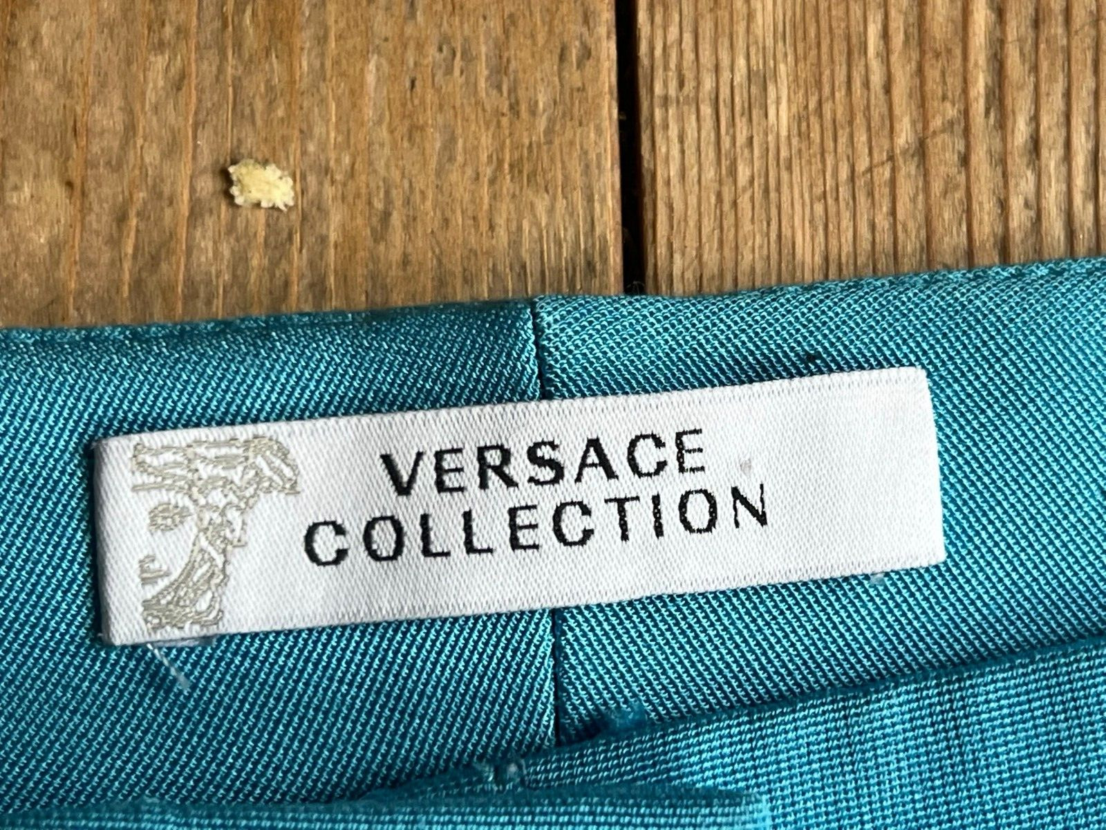 Versace Collection Trousers Turquoise Slim Fit Y2K Summer Designer IT44 DE 38/40