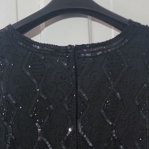 Elegant 80s VTG Hand Beaded Sequined Silk Stenay Woman 3X Cocktail Top Blouse