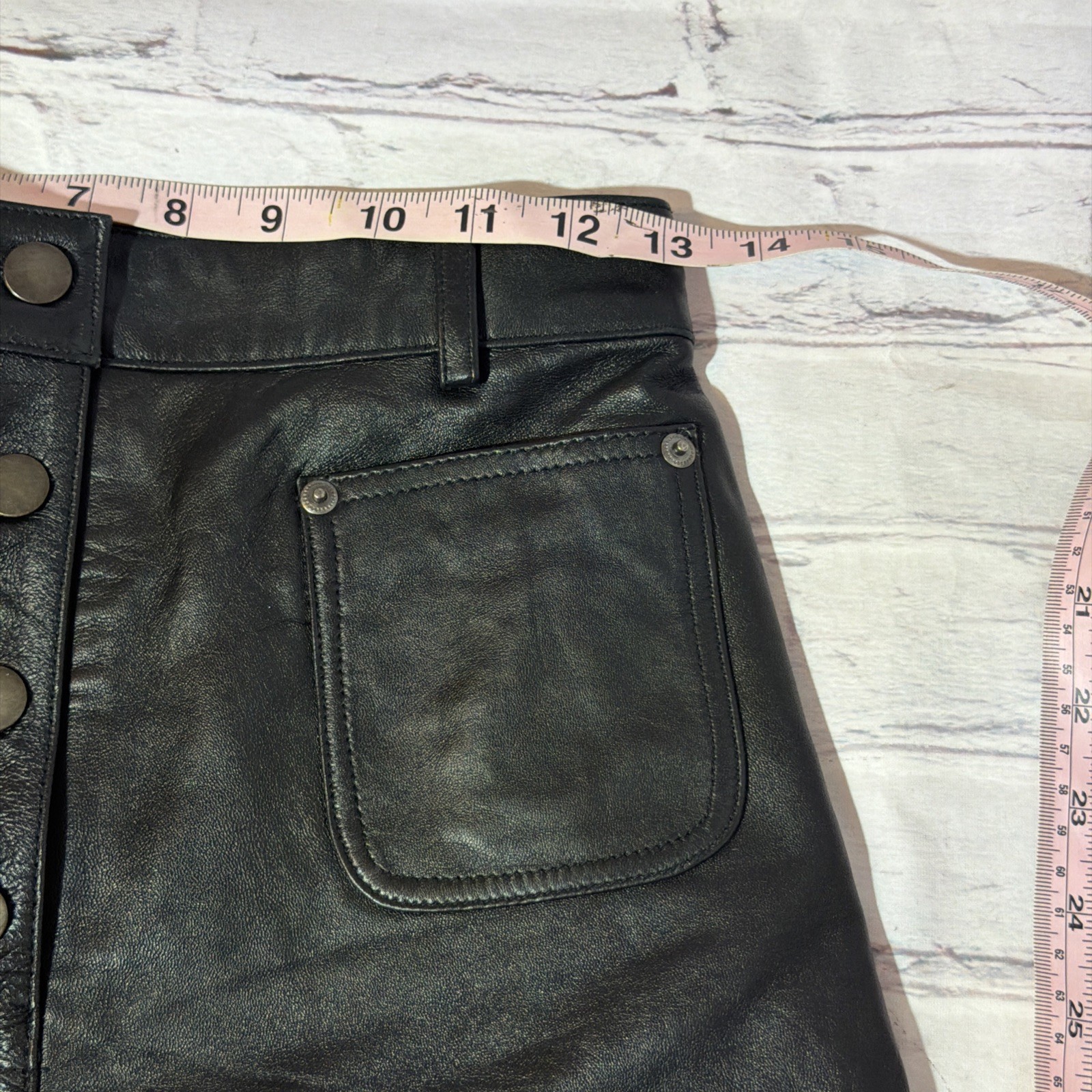 Leather Button Fly Micro Shorts Sz 4 First Bare Back 12in Rise 90’s Vintage