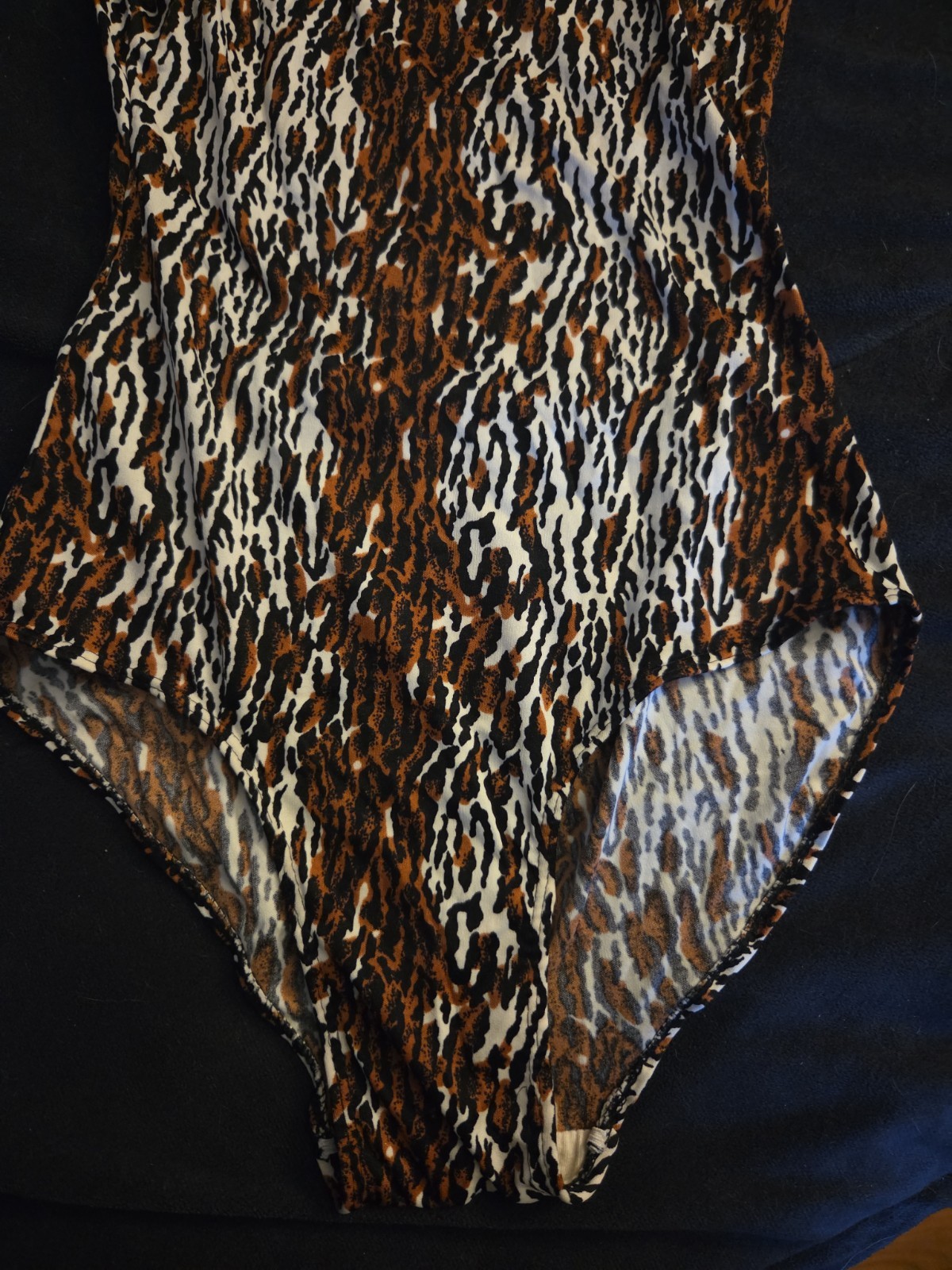 Vintage 80&rsquo;s Leopard Print one shoulder Swimsuit One Piece medium Jacques Moret