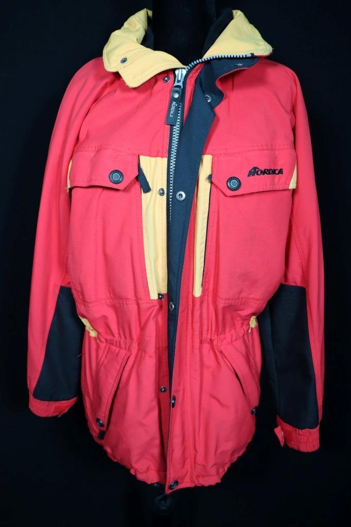 1990&rsquo;S SIZE MEDIUM-LARGE NORDICA YELLOW AND RED SKI JACKET