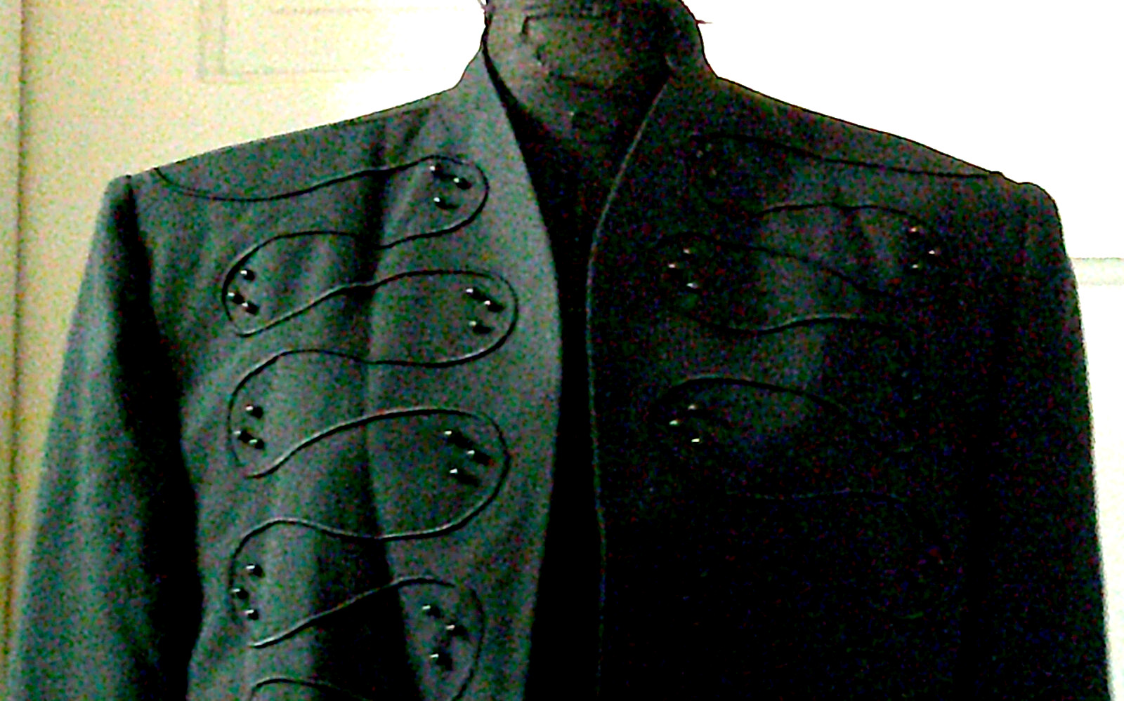 80&rsquo;s HENRY LEE PETITES Black Abstract Beaded Open Front Suit Jacket Blazer 12P