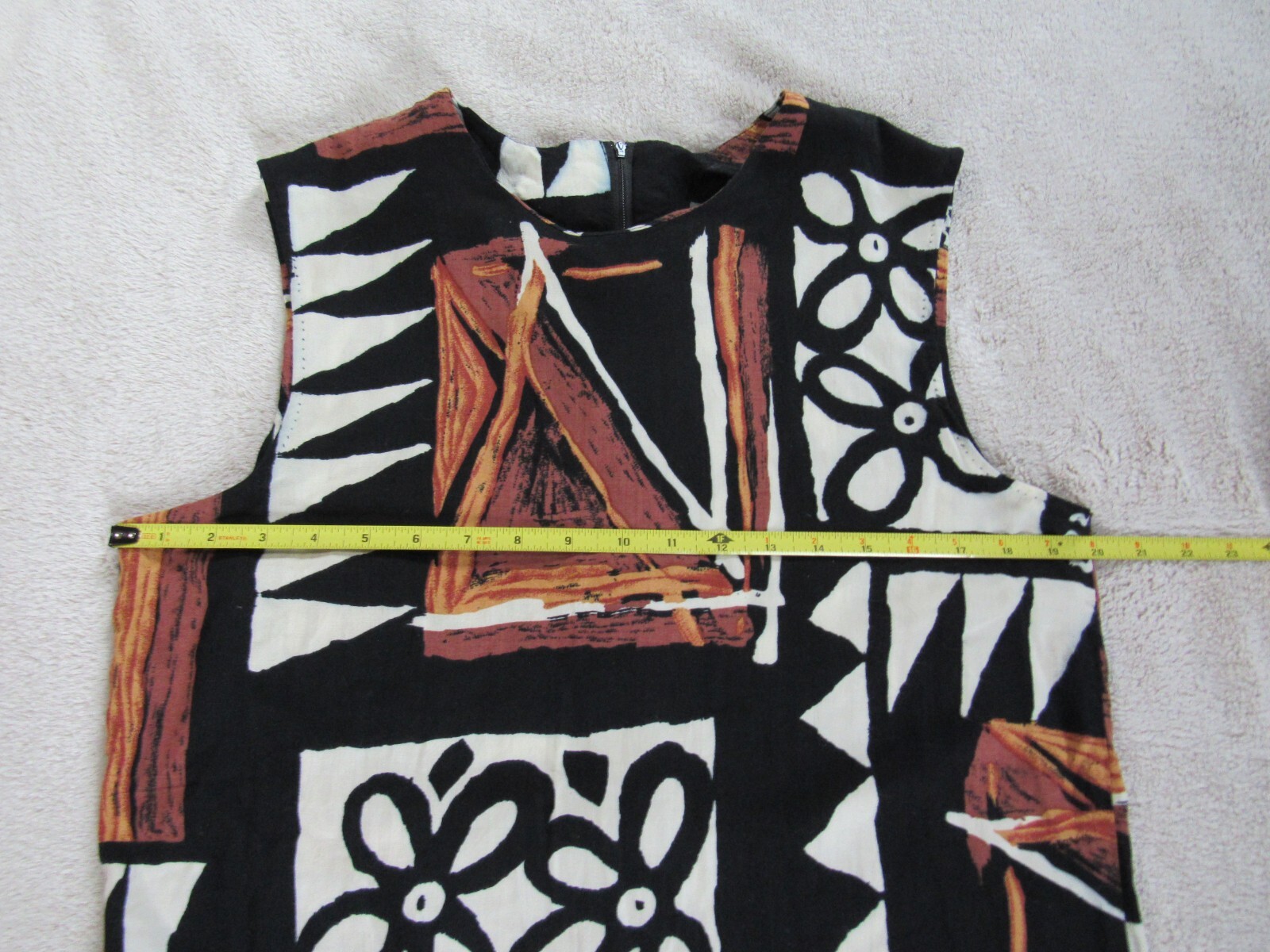 80s Mod Shift Dress Geometric Abstract Tribal Womens Size 12 TINA BARRIE Retro