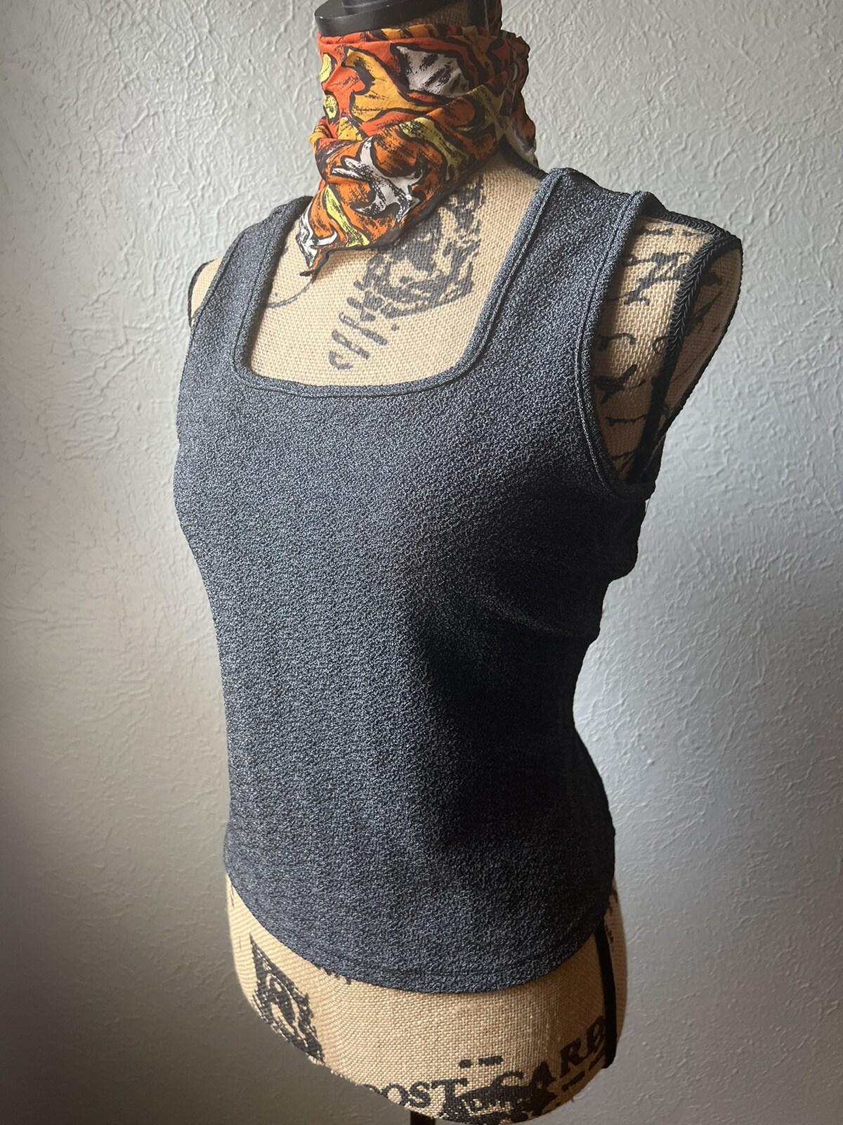 1990s Y2K Vintage Gray Tank L XL Volup Plus Grunge Rock Retro 90s 2000s Hipster