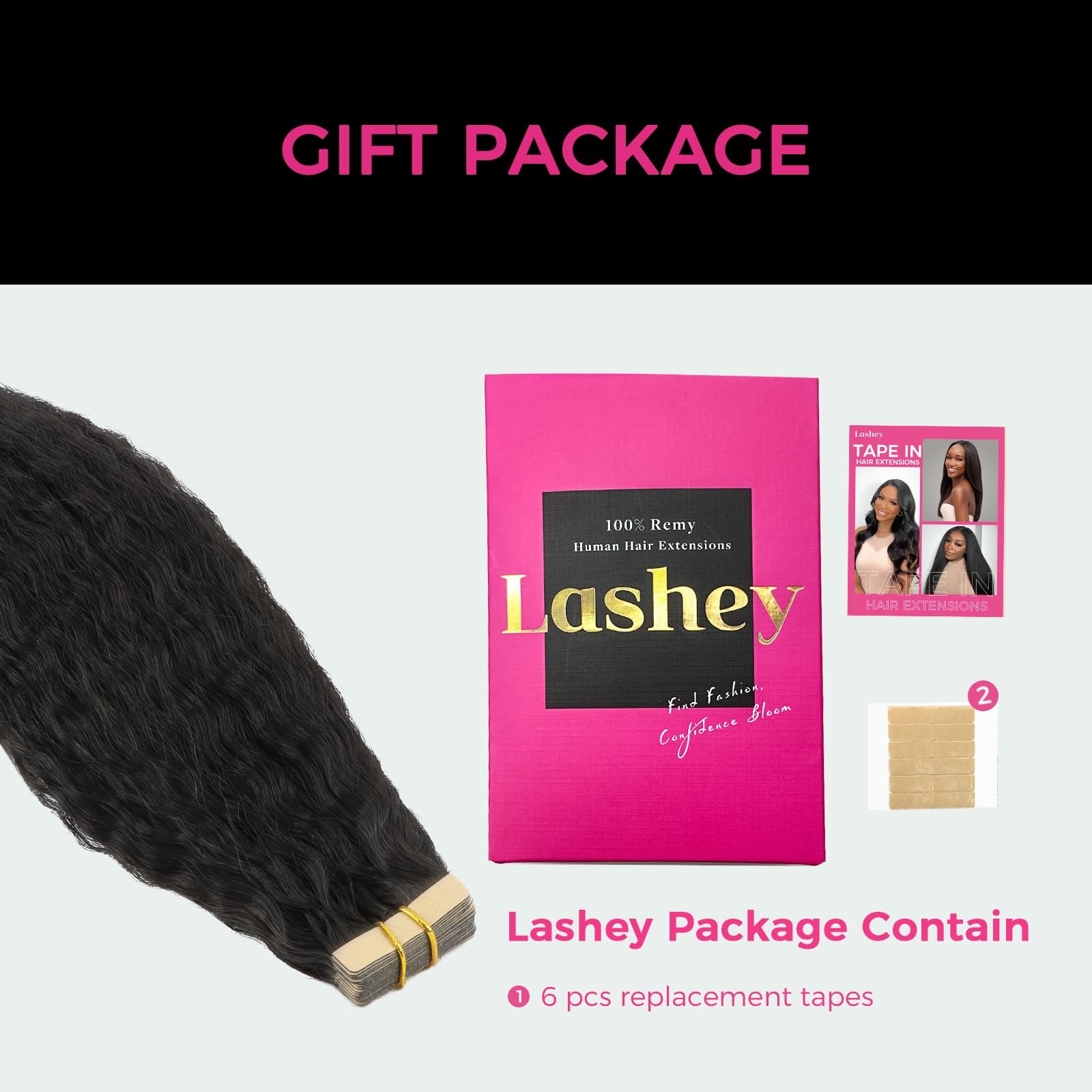 Lashey Tape in Hair Extensions Human Hair Natural Black 14 Inch 50g 20pcs