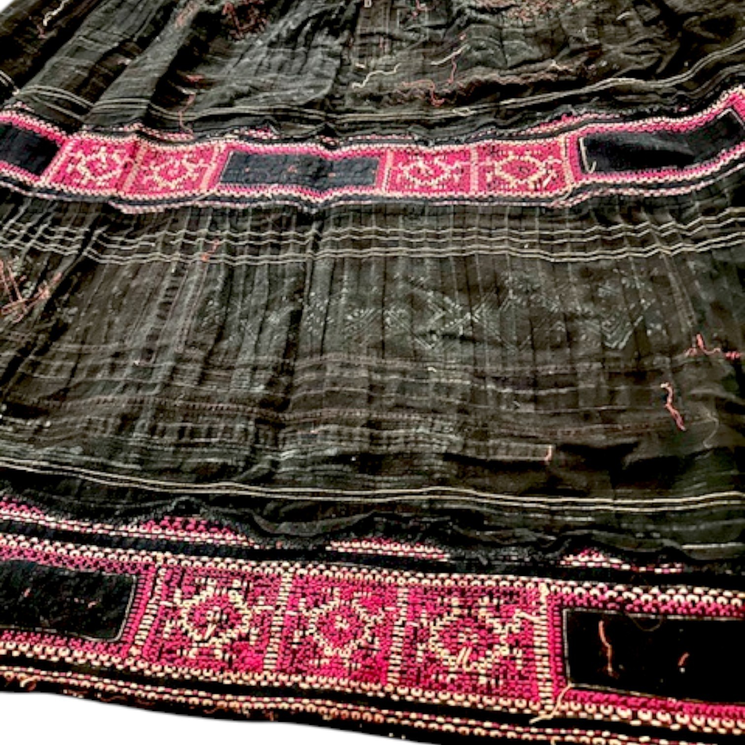Handcrafted Vintage Embroidered & Applique Vietnamese Hills Hmong Tribal Skirt