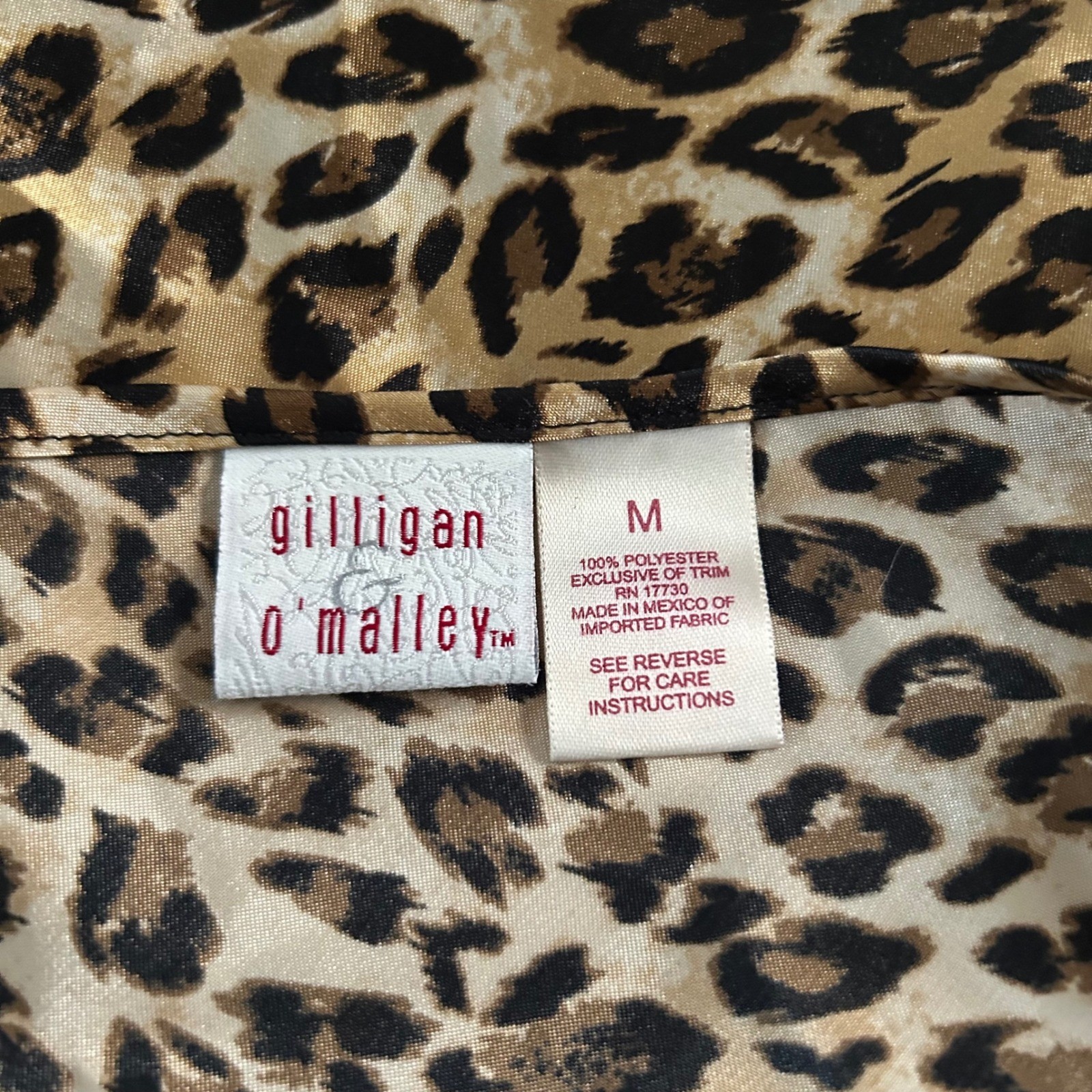 Vintage Gilligan O&rsquo;Malley Pajama Slip Womens Size Medium Leopard Pajamas Pjs