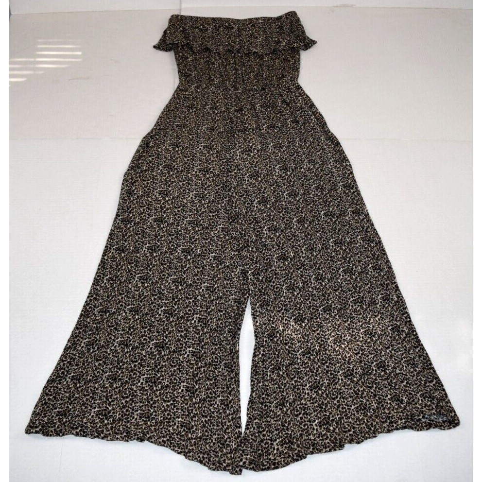 Vintage Strapless Jumpsuit Size S/M 80s 90s Coco Bianco Leopard Print Rayon Flow