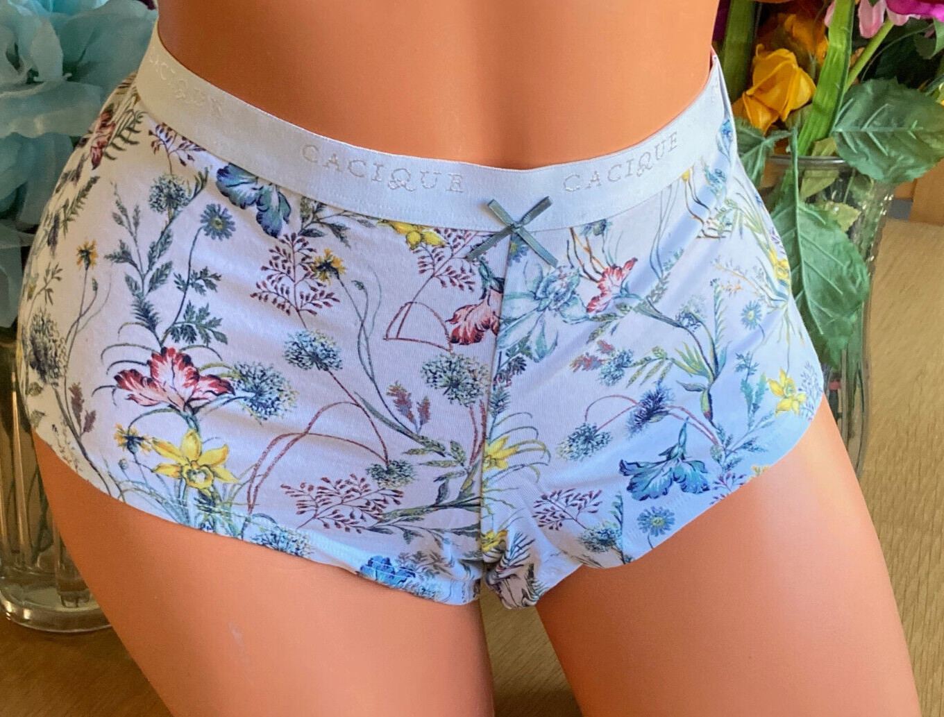 1123 CACIQUE 14/16 Super Soft Pastel Floral Cotton Boyshort Panty #1508 NWT