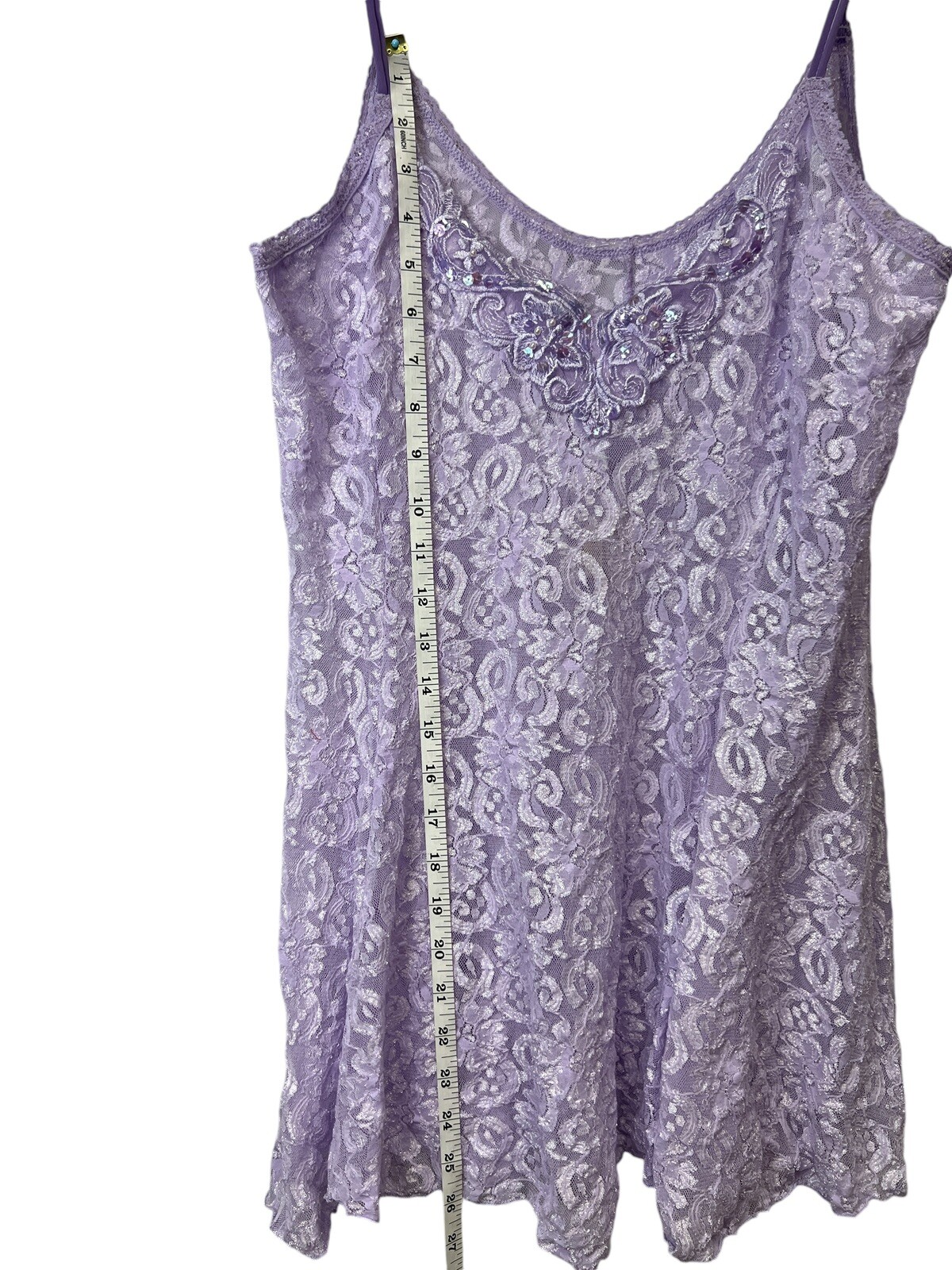 Vintage Intimate Attitudes Purple Stretch Lace Chemise Mini Lingerie Dress 3X