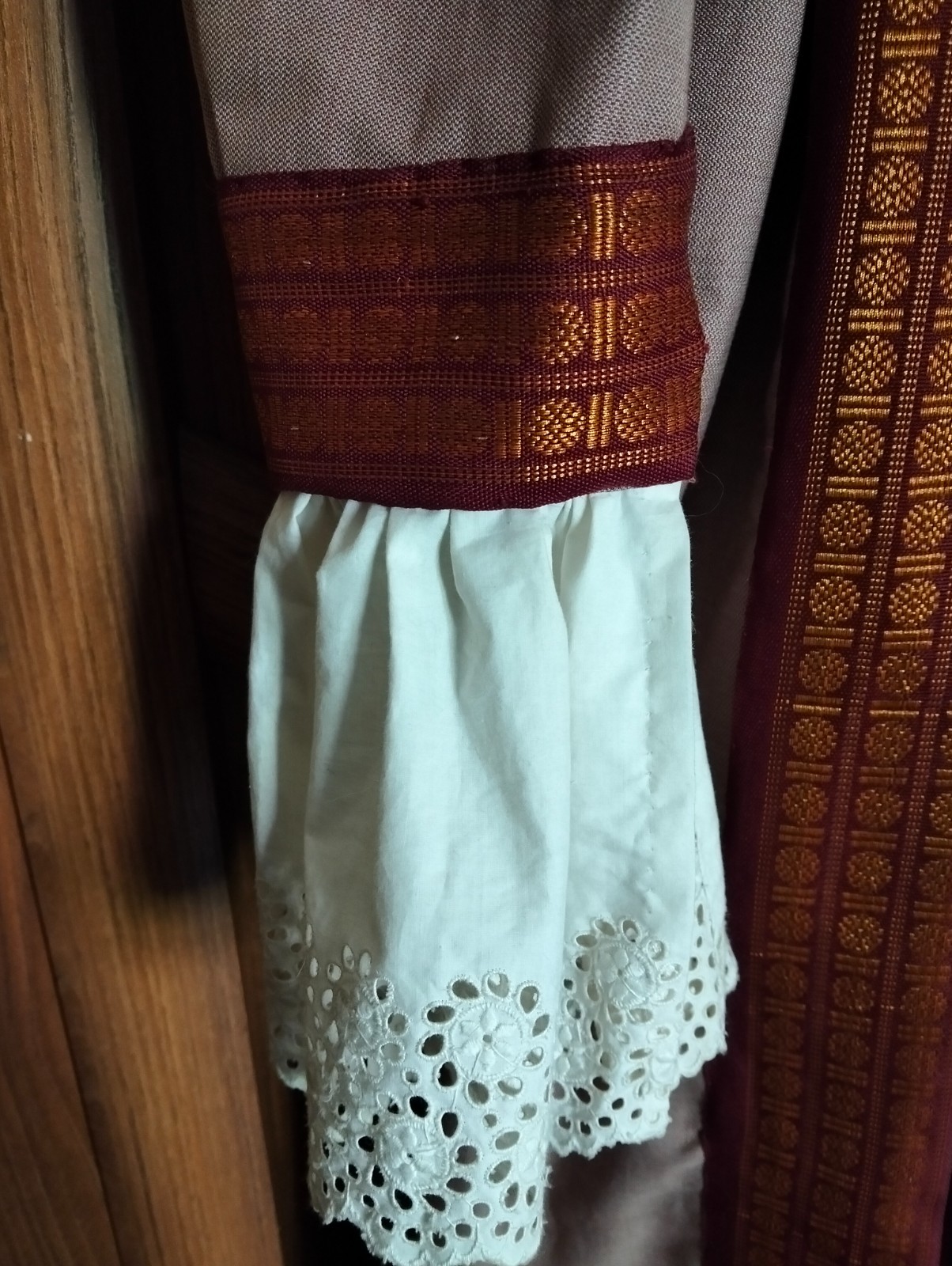 edwardian style dressing gown antique like Victorian reenactment