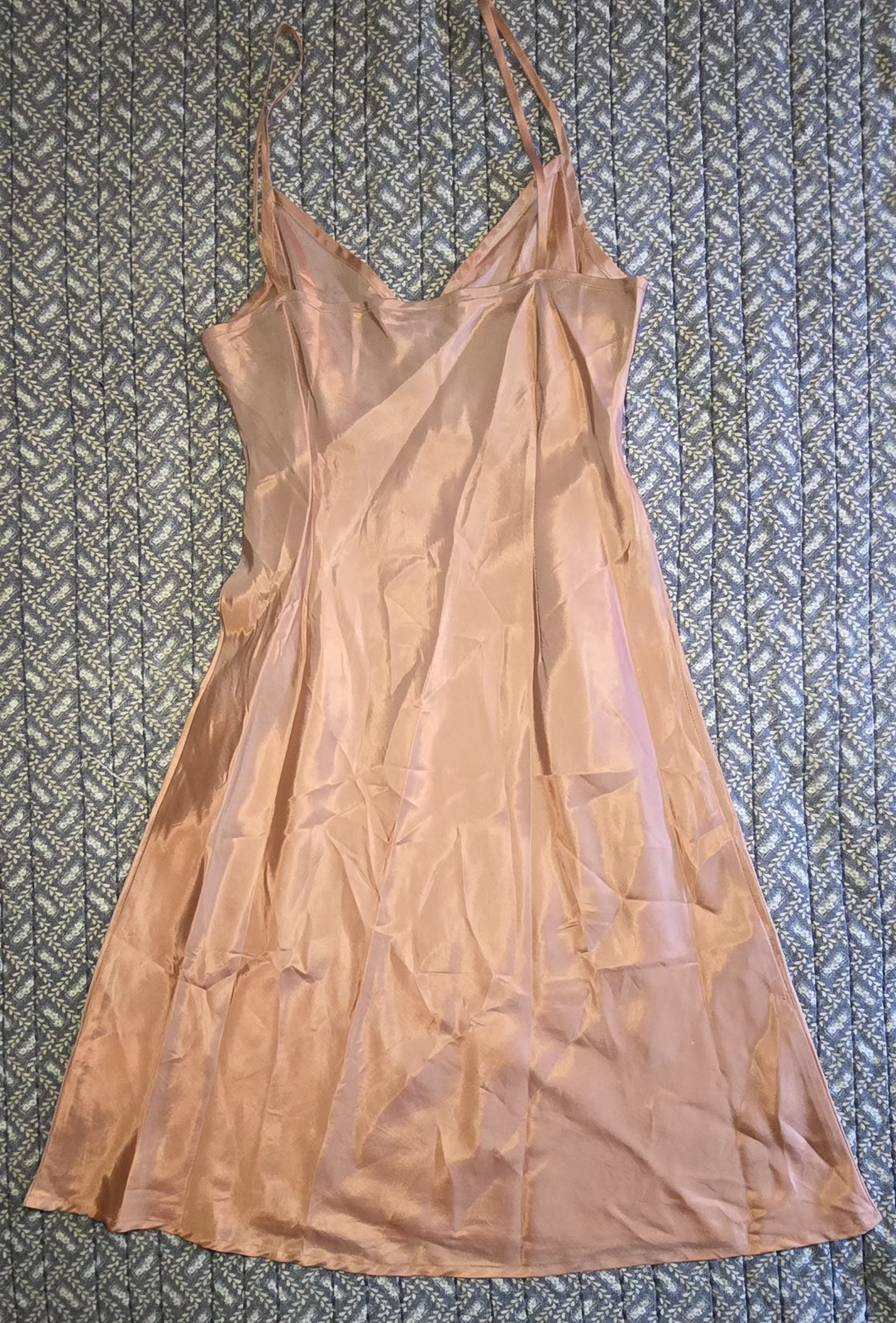 Blush Pink Beaded Sheer Mid-length Vintage Style Dress With Slip Size M