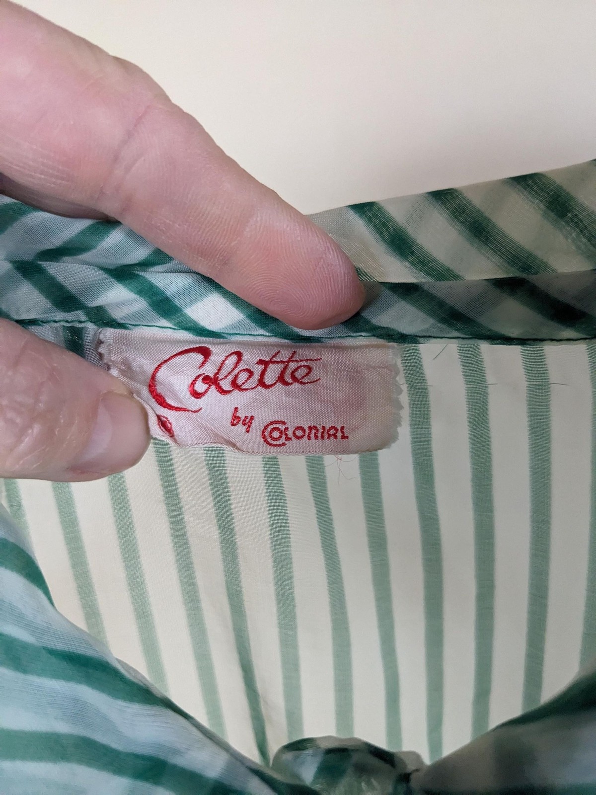 1950s Colette by Colonial Sheer Stripe Shirtwaist Dolman Sleeve Midi Day Dress