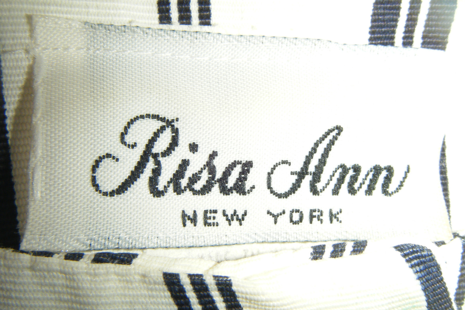 Vintage RISA ANN New York FLAPPER Drop Waist Pinstripe DRESS Blue & Cream sz 14