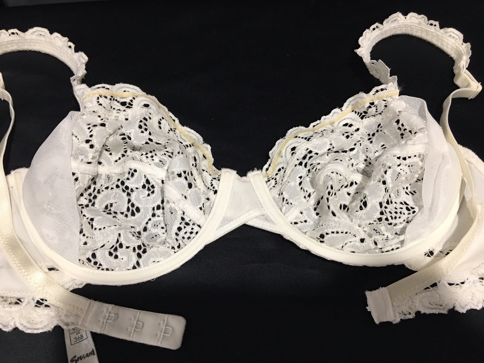 Vtg Gossard Chantilly Full UW Lace Bra 36B