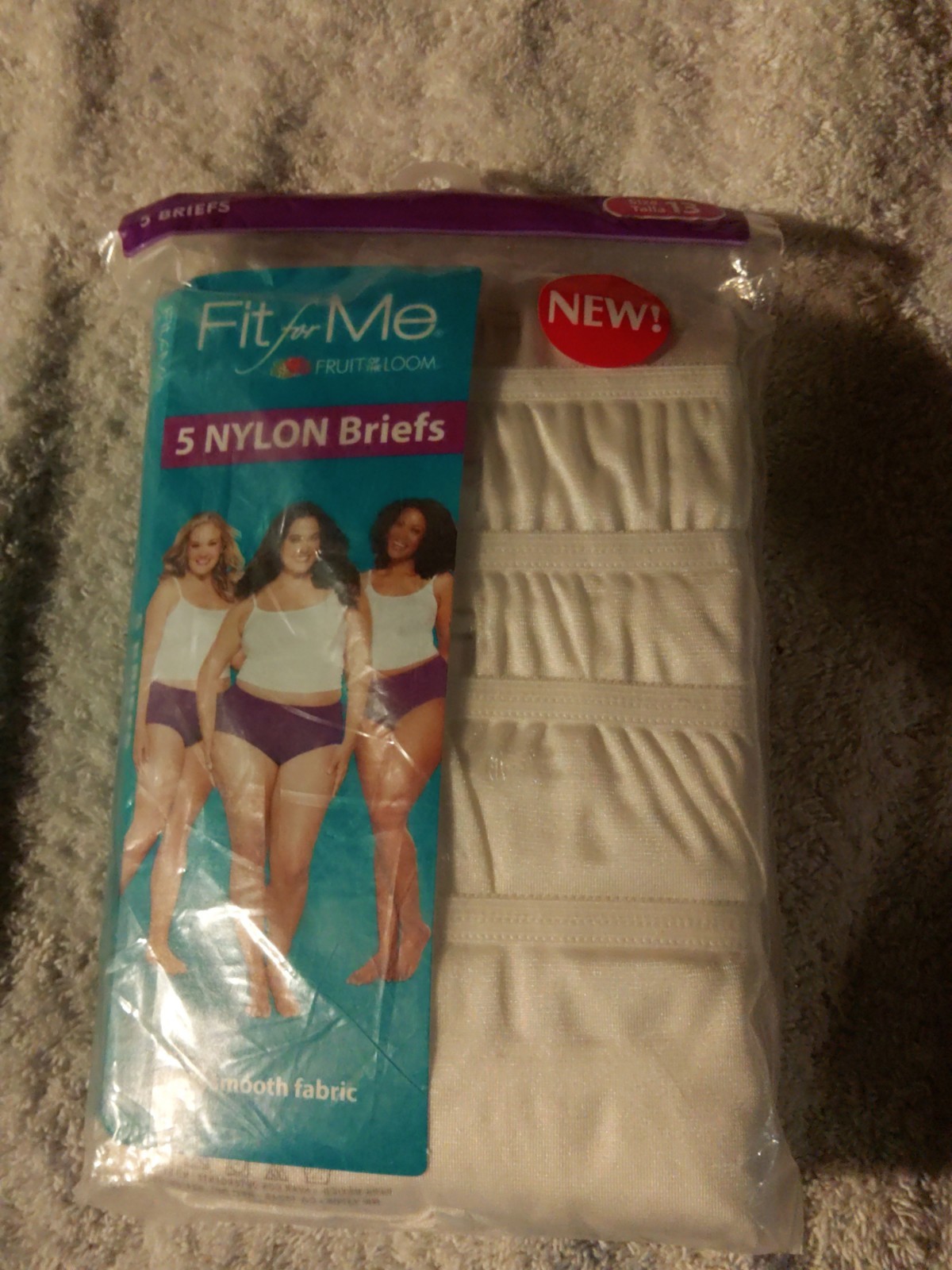 Sz 13 fruit of the loom 100% nylon Brief panties 5 Pack Silky Soft White