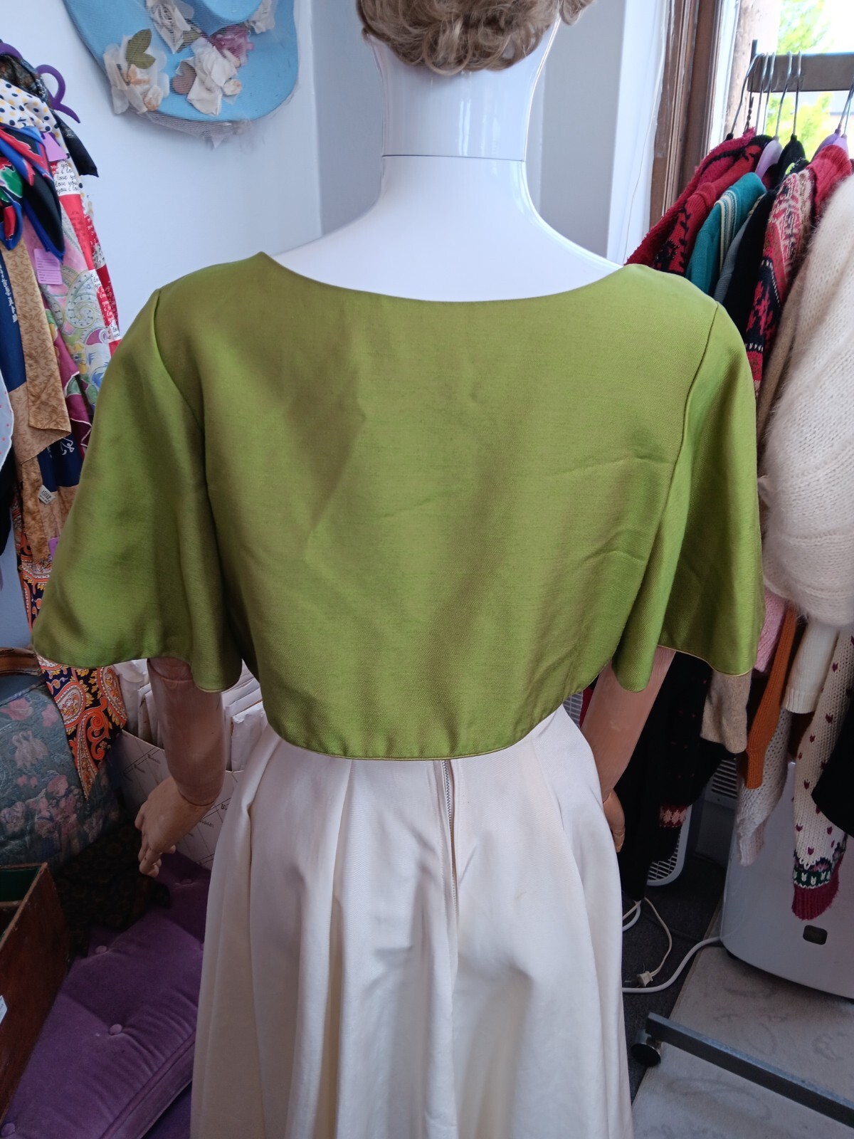 VTG 1950&rsquo;s Fit and Flare Faille Cocktail Dress with Shrug Designer Unknown