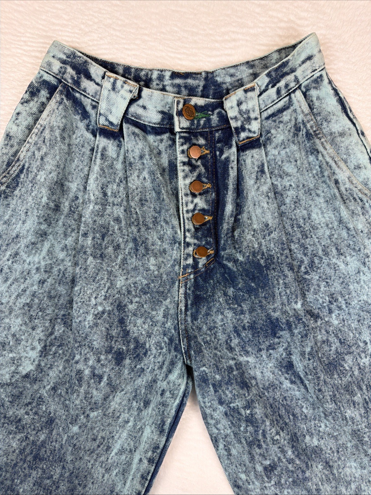 Vintage Bongo Acid Wash Mom Jeans 9 High Rise Button Fly Zip Ankle USA