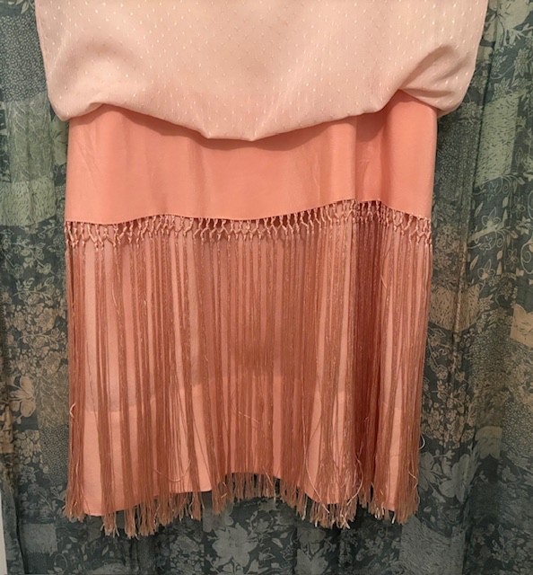 Vintage 1920&rsquo;s Fringed Apricot Flapper Dress S/M. Remade Bodice Excellent