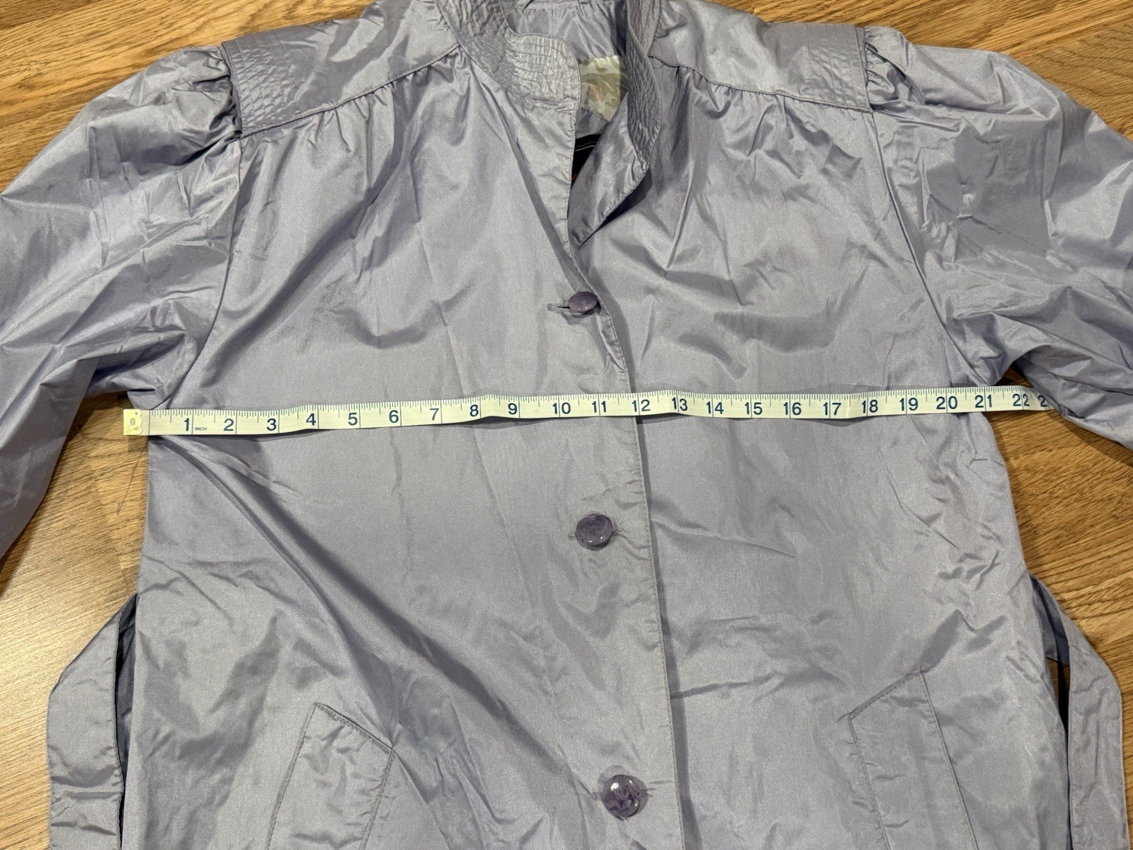 Vintage 80s Trench Coat Lightweight Nylon Women&rsquo;s Rain Jacket Purple Metallic 10