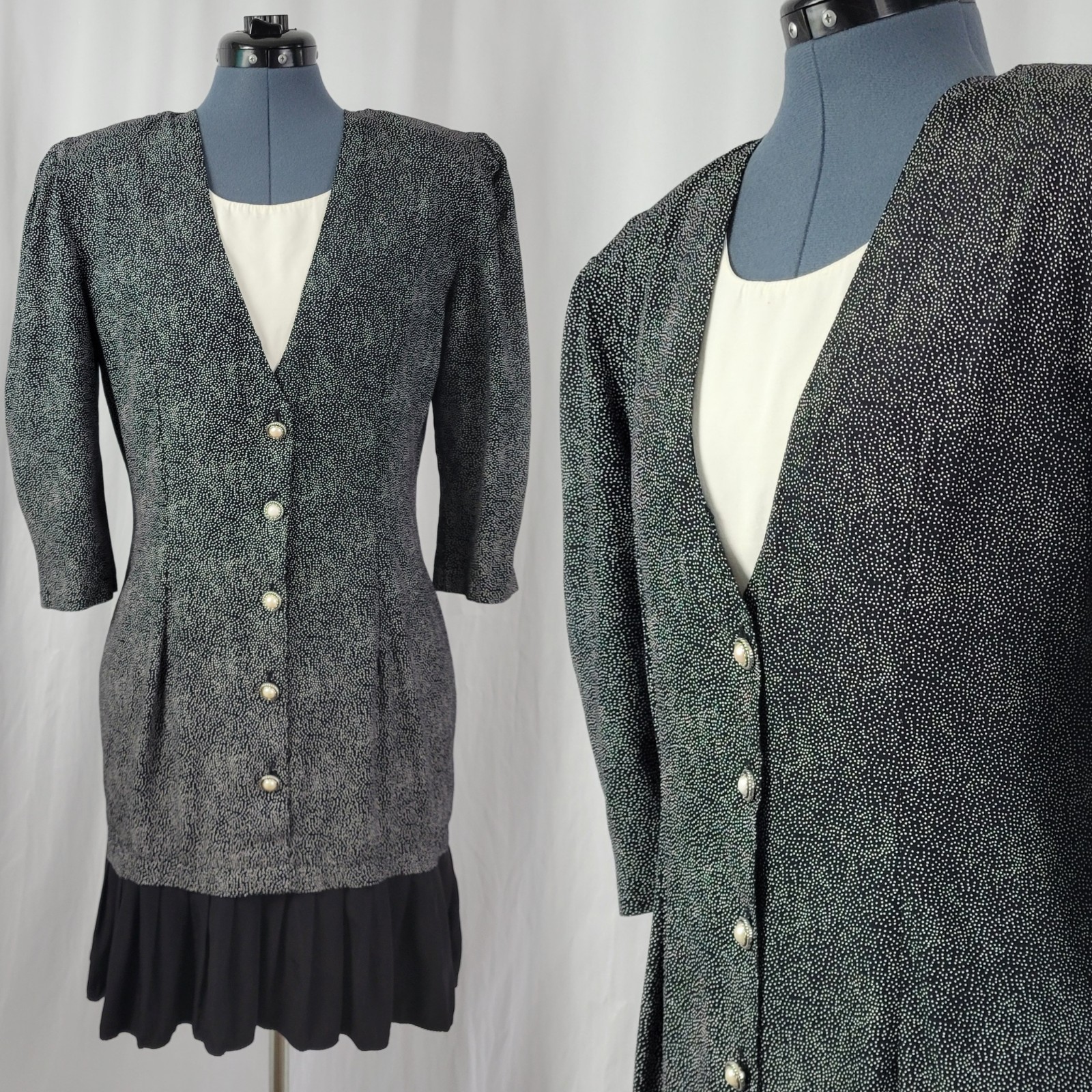 Vintage Byer Too! Black & White Dropped Waist Sheath Dress Size 11