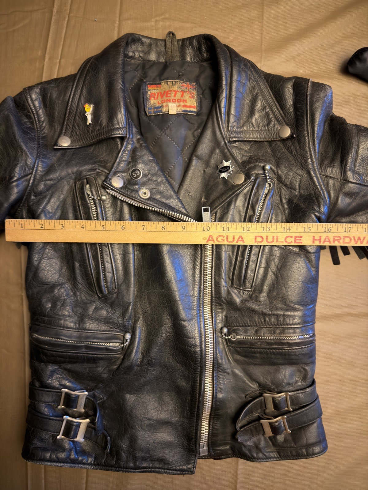 Vintage Rivett’s London Fringed Leather Motorcycle Jacket | 59 Club & BSA Pins