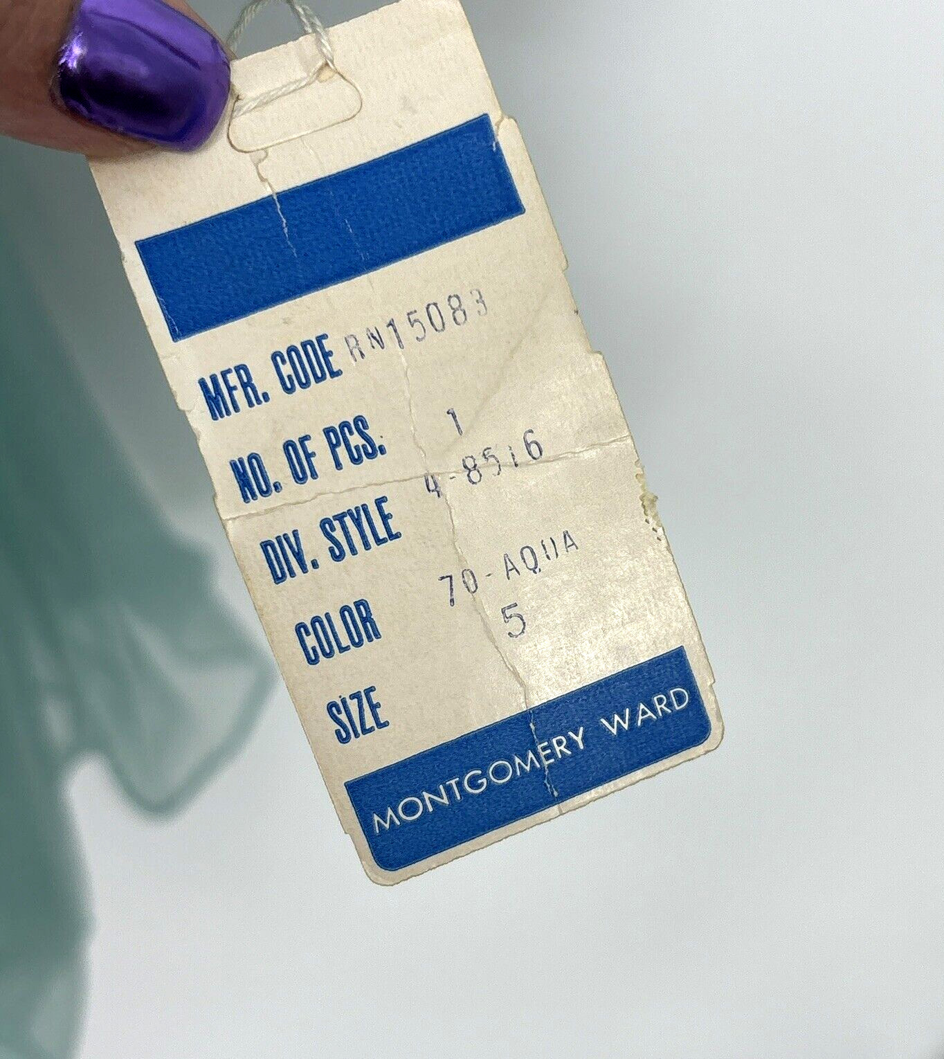 Vintage 1950&rsquo;s Montgomery Ward Aqua Chiffon Dress Gown 26&Prime; Waist Tags *READ*