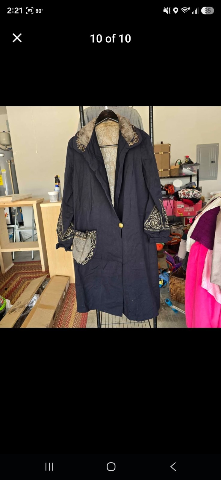 Antique Opera Evening Coat Embroidery Real Fur Detail